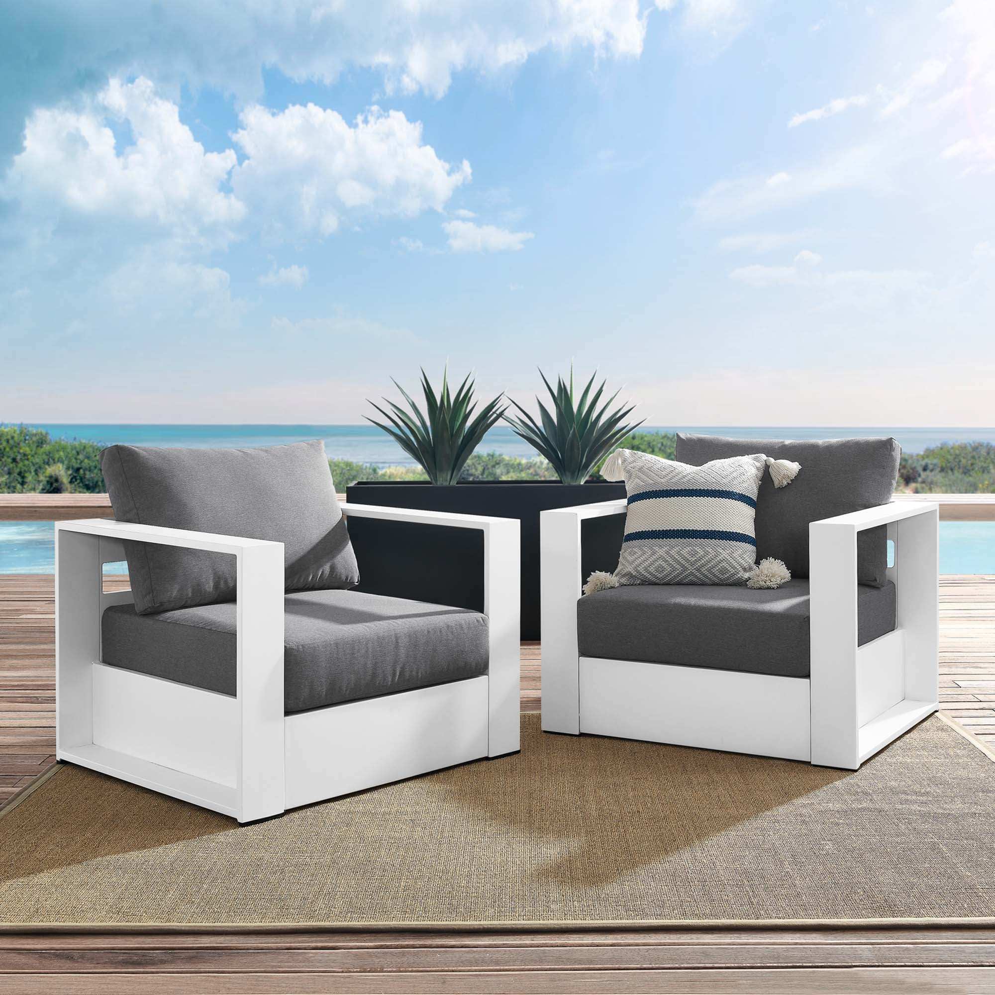 Tahoe 2-Piece Outdoor Patio Powder-Coated Aluminum Armchair Set by Modway - Best Buy Furniture