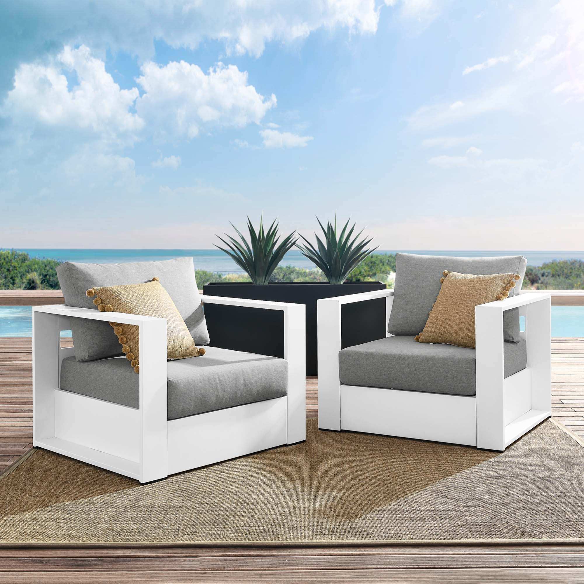 Tahoe 2-Piece Outdoor Patio Powder-Coated Aluminum Armchair Set by Modway - Best Buy Furniture
