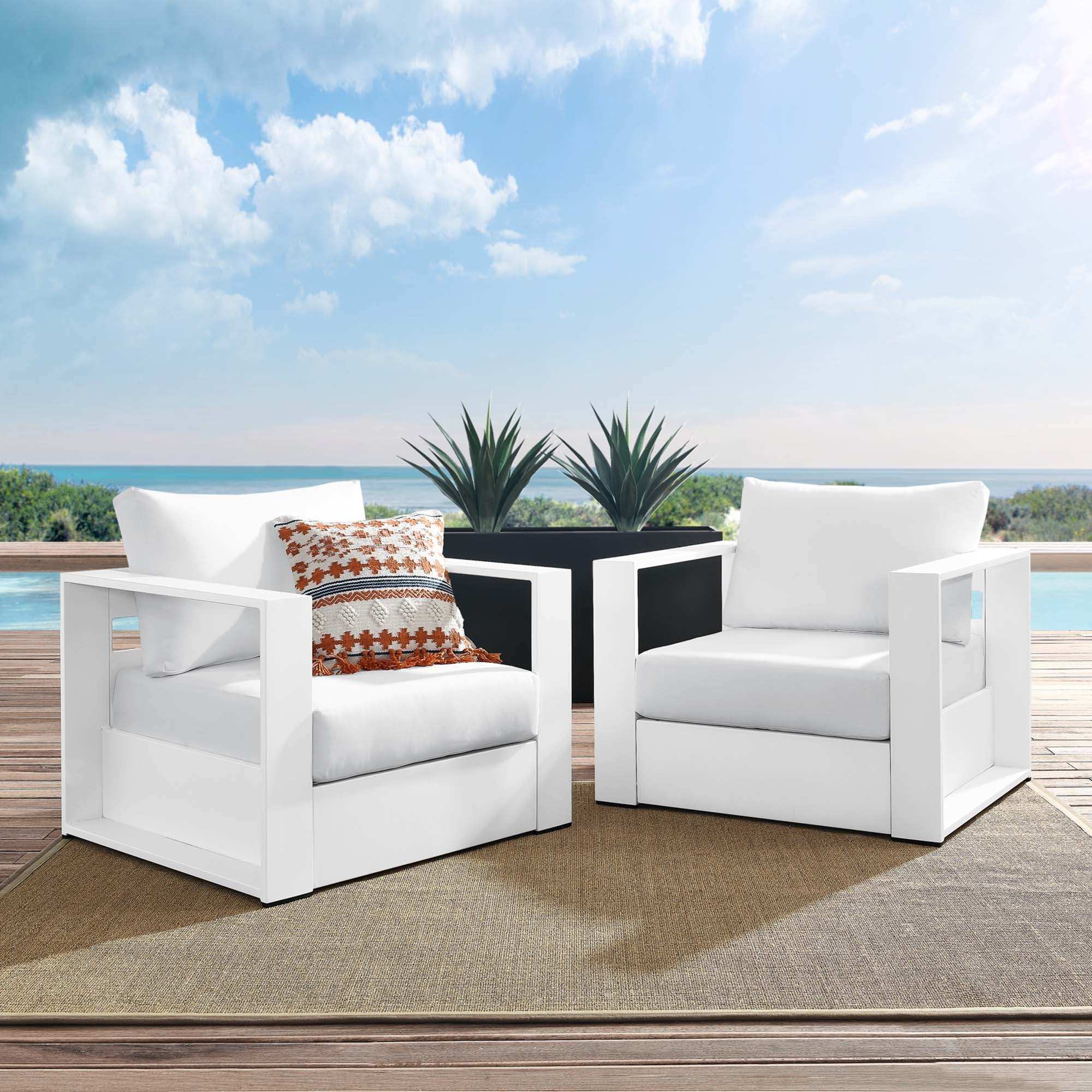 Tahoe 2-Piece Outdoor Patio Powder-Coated Aluminum Armchair Set by Modway - Best Buy Furniture