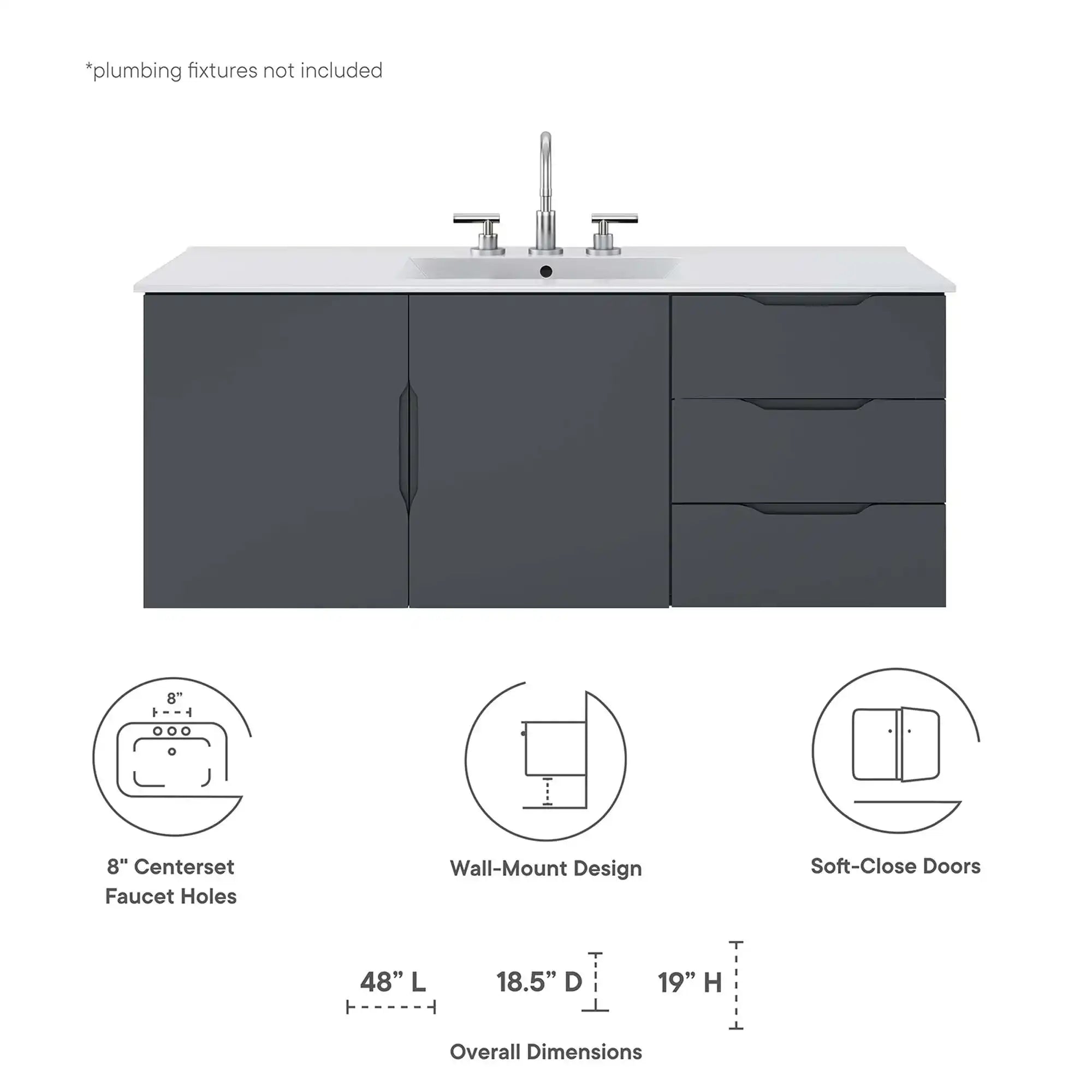 Vitality 48" Single Sink Bathroom Vanity by Modway - Best Buy Furniture
