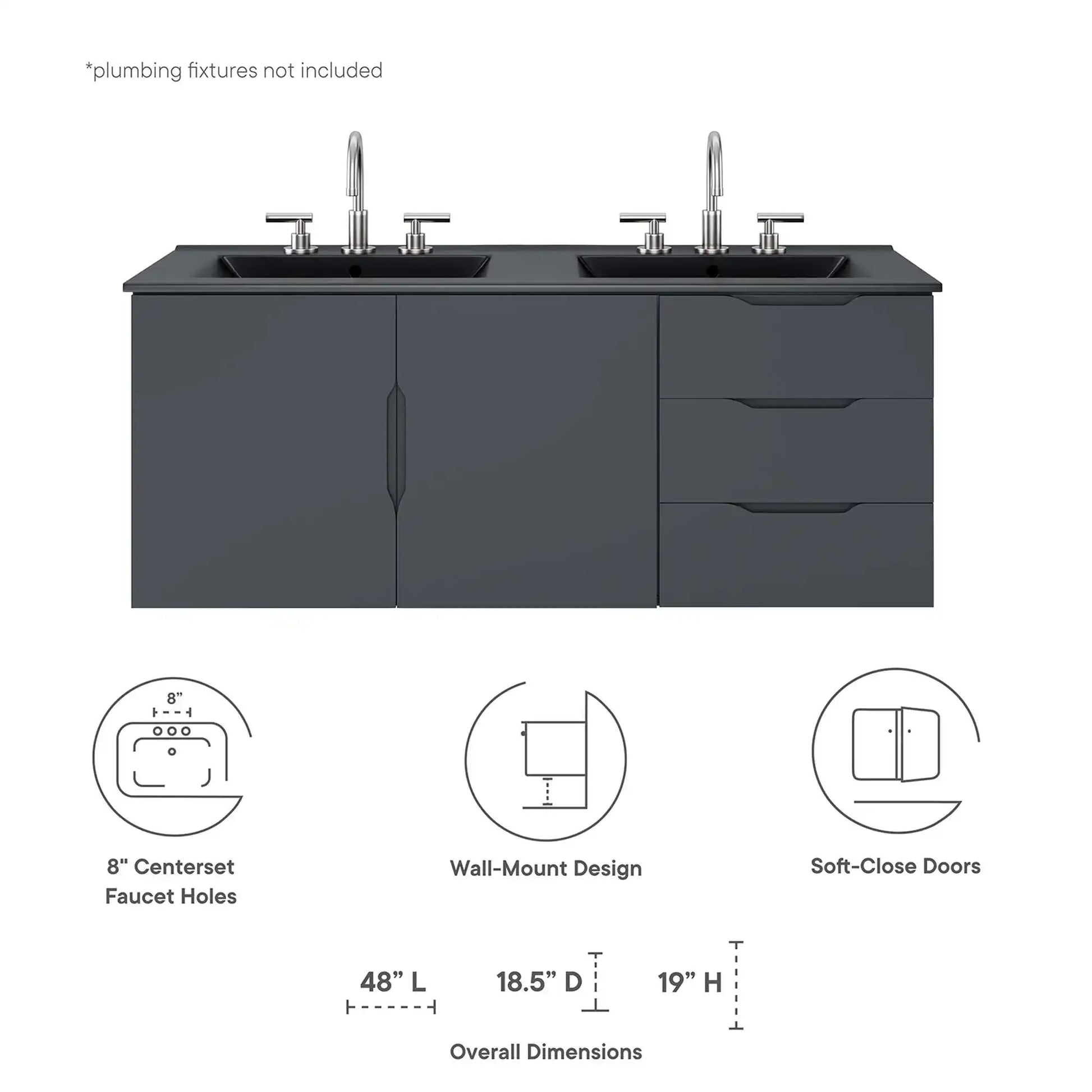 Vitality 48" Double Sink Bathroom Vanity by Modway - Best Buy Furniture