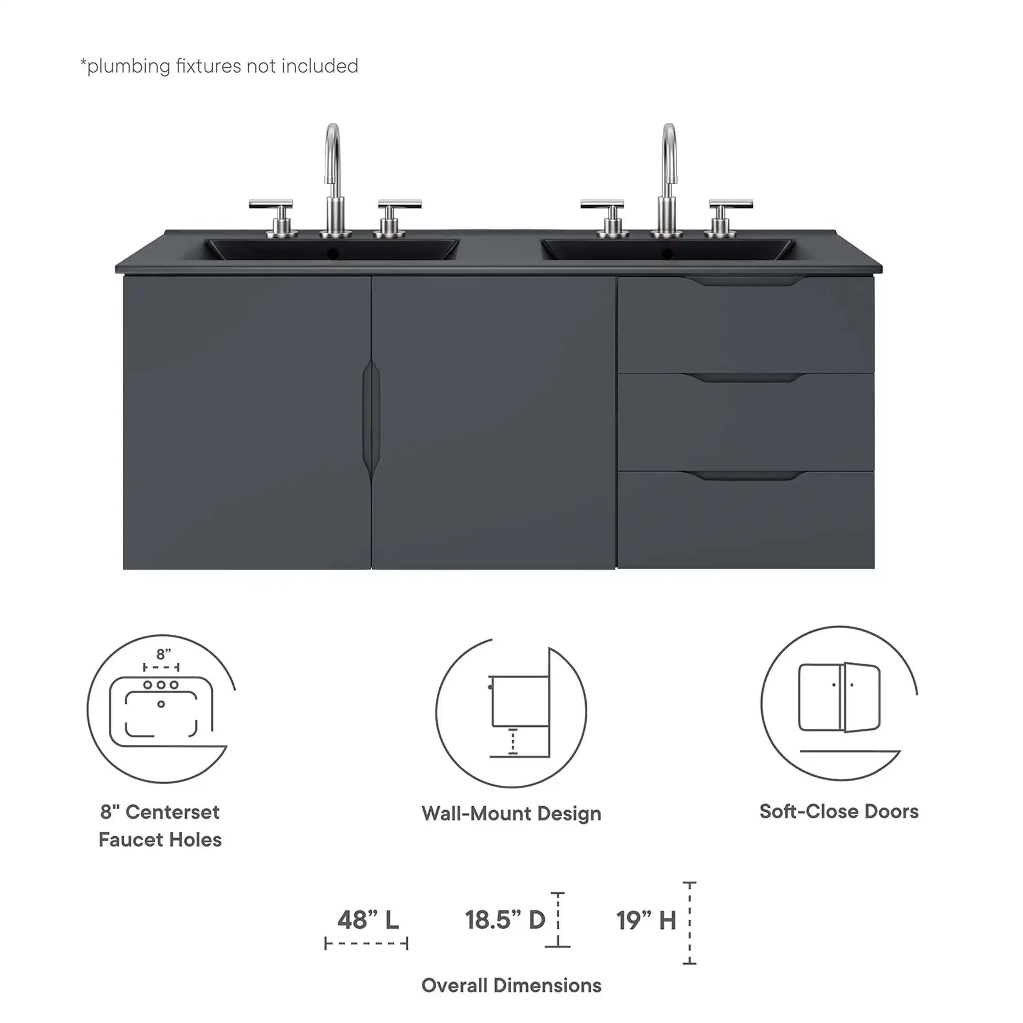 Vitality 48" Double Sink Bathroom Vanity by Modway - Best Buy Furniture