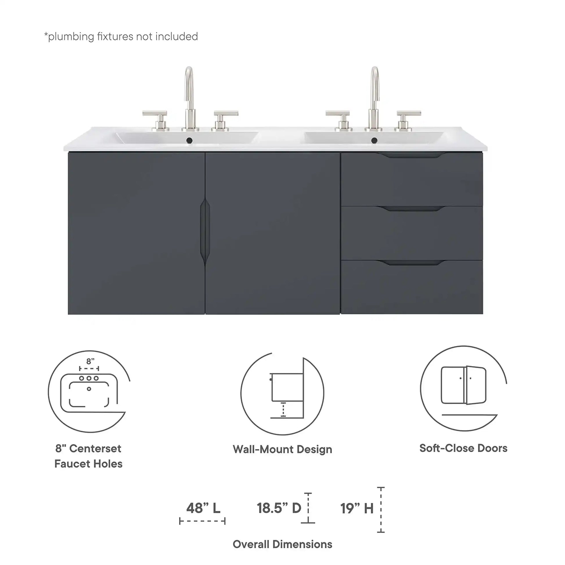 Vitality 48" Double Sink Bathroom Vanity by Modway - Best Buy Furniture