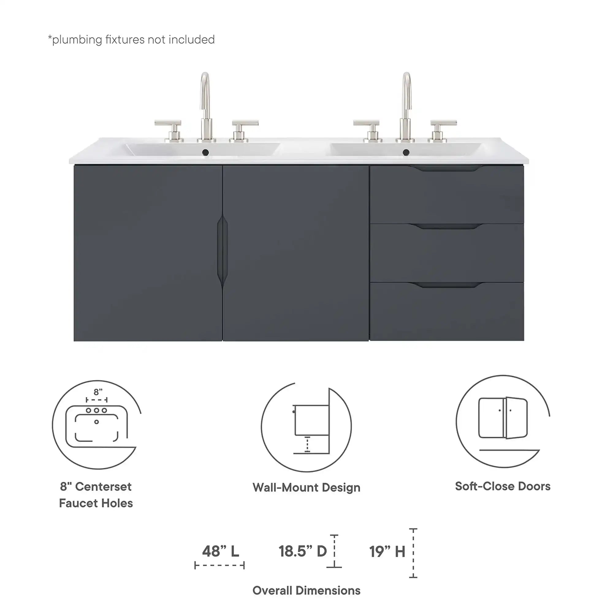 Vitality 48" Double Sink Bathroom Vanity by Modway - Best Buy Furniture
