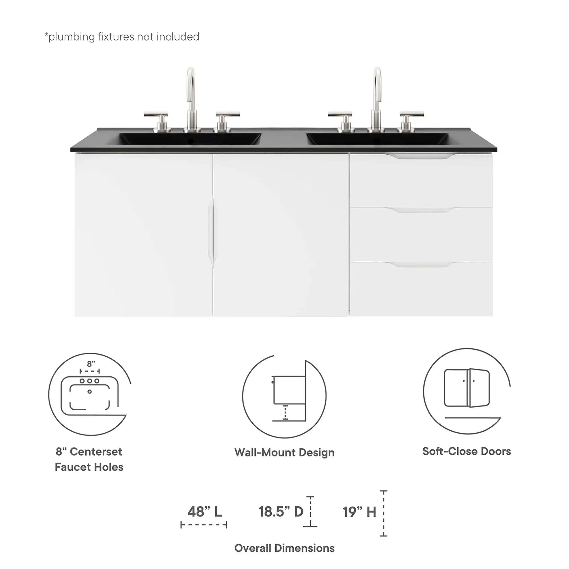 Vitality 48" Double Sink Bathroom Vanity by Modway - Best Buy Furniture