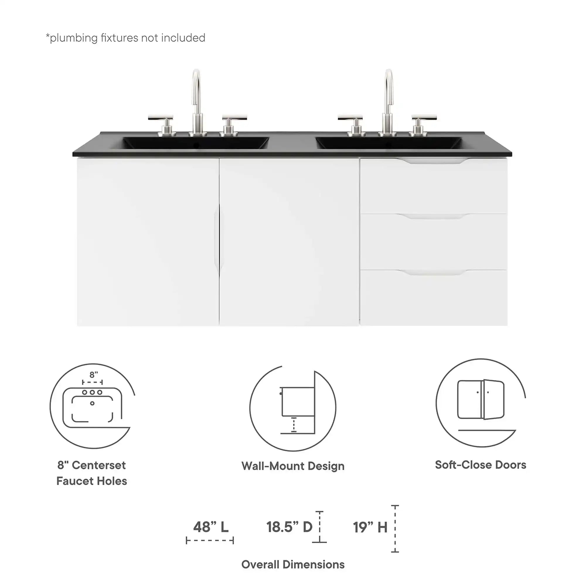 Vitality 48" Double Sink Bathroom Vanity by Modway - Best Buy Furniture