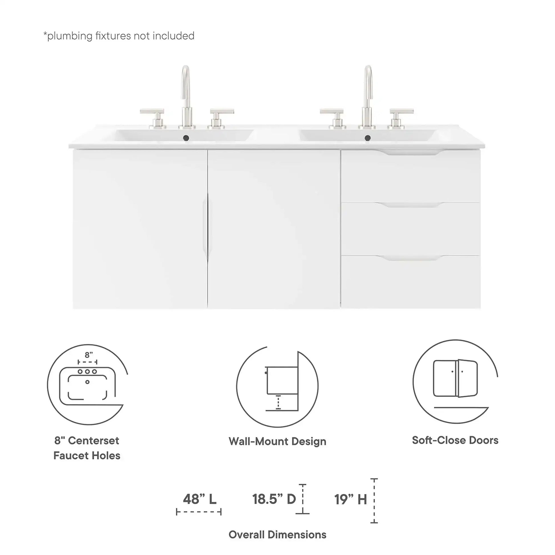 Vitality 48" Double Sink Bathroom Vanity by Modway - Best Buy Furniture
