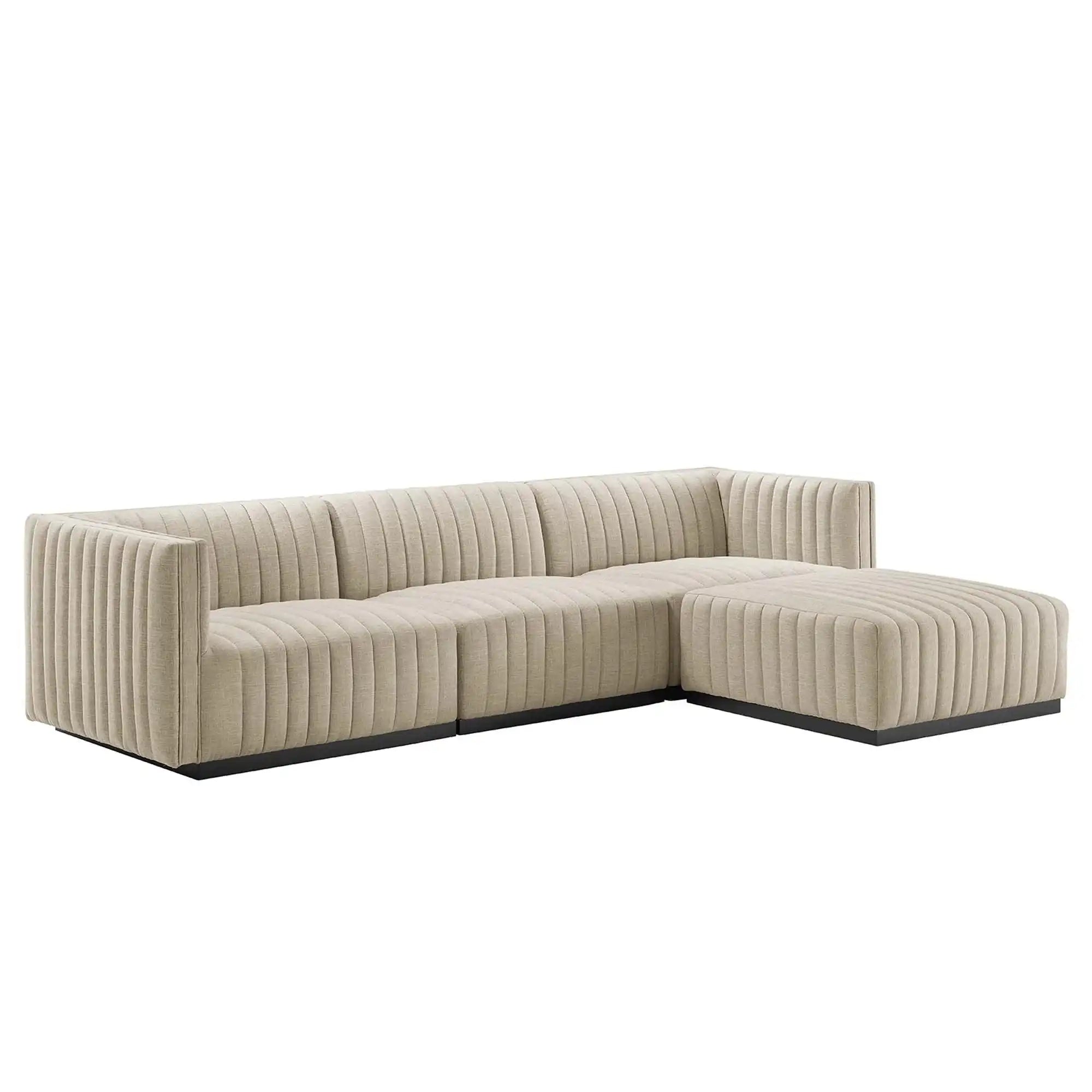 Conjure 4-Piece Channel Tufted Upholstered Fabric Sectional Sofa by Modway - Best Buy Furniture