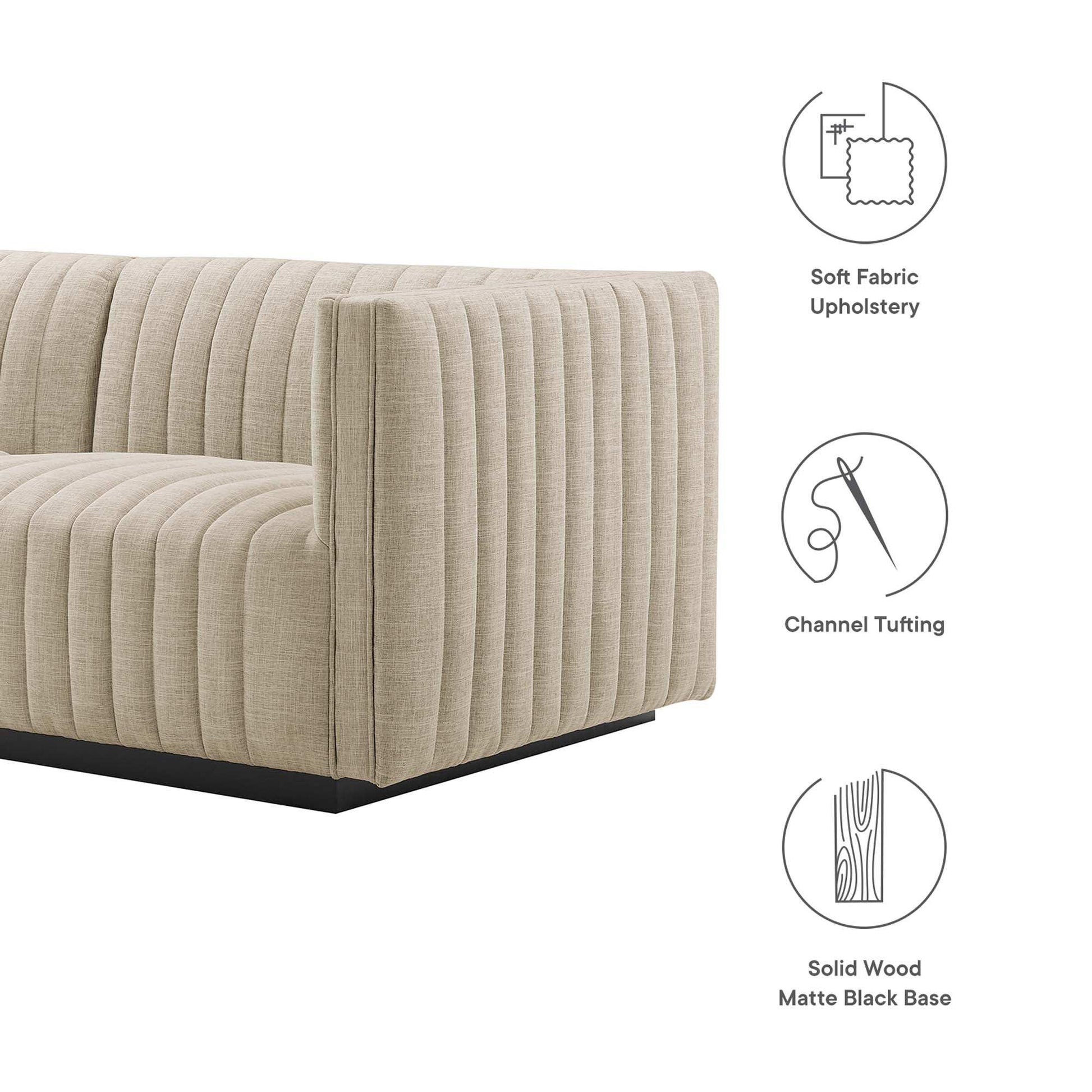 Conjure 4-Piece Channel Tufted Upholstered Fabric Sectional Sofa by Modway - Best Buy Furniture