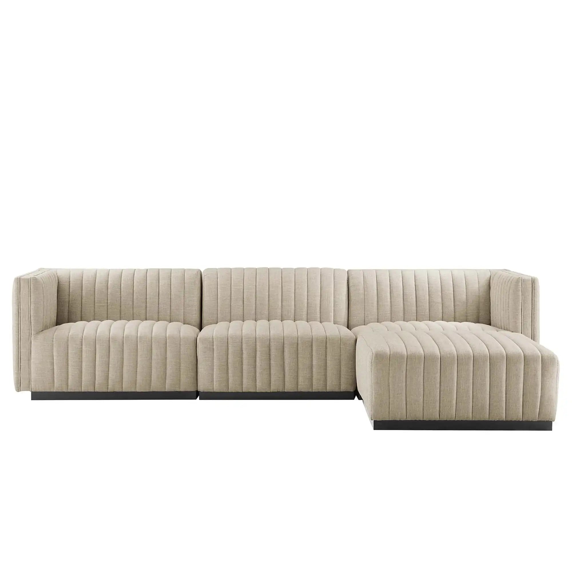 Conjure 4-Piece Channel Tufted Upholstered Fabric Sectional Sofa by Modway - Best Buy Furniture