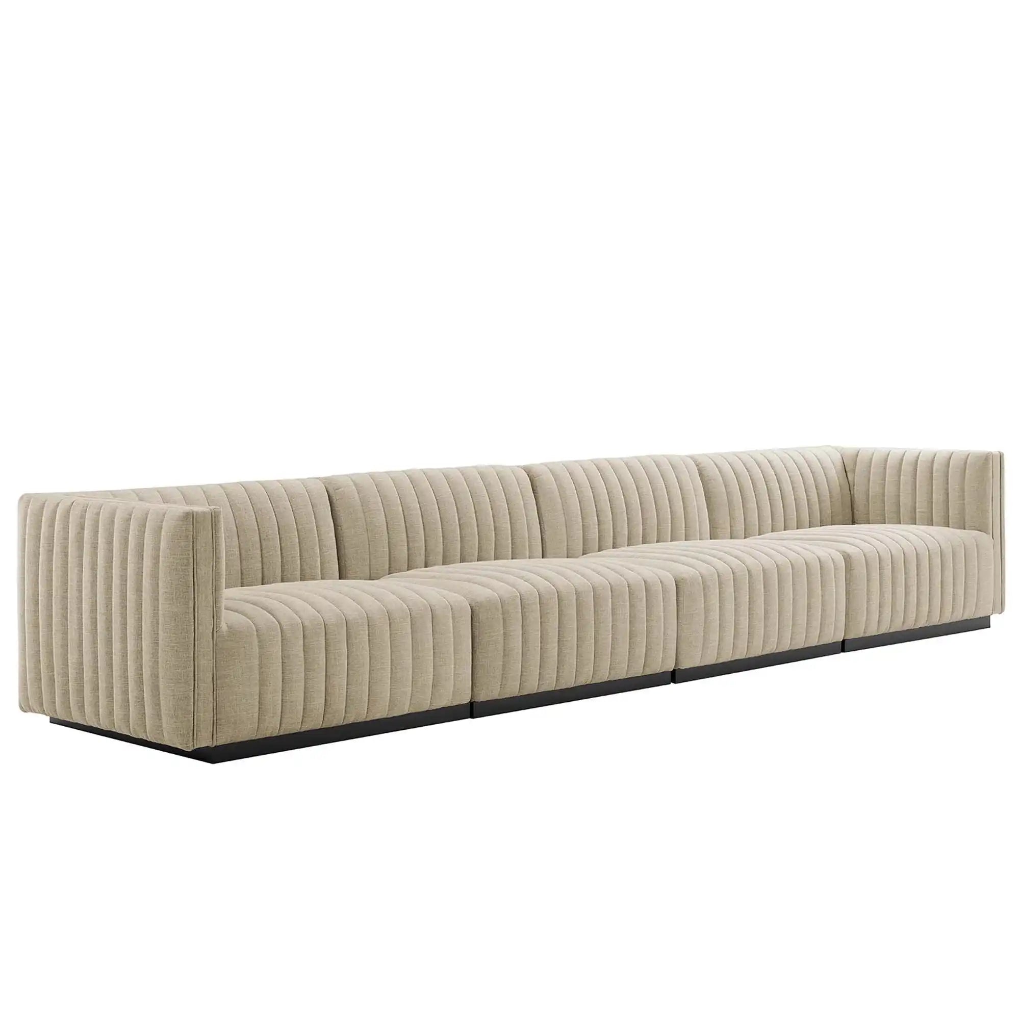 Conjure 4-Piece Channel Tufted Upholstered Fabric Sofa by Modway - Best Buy Furniture