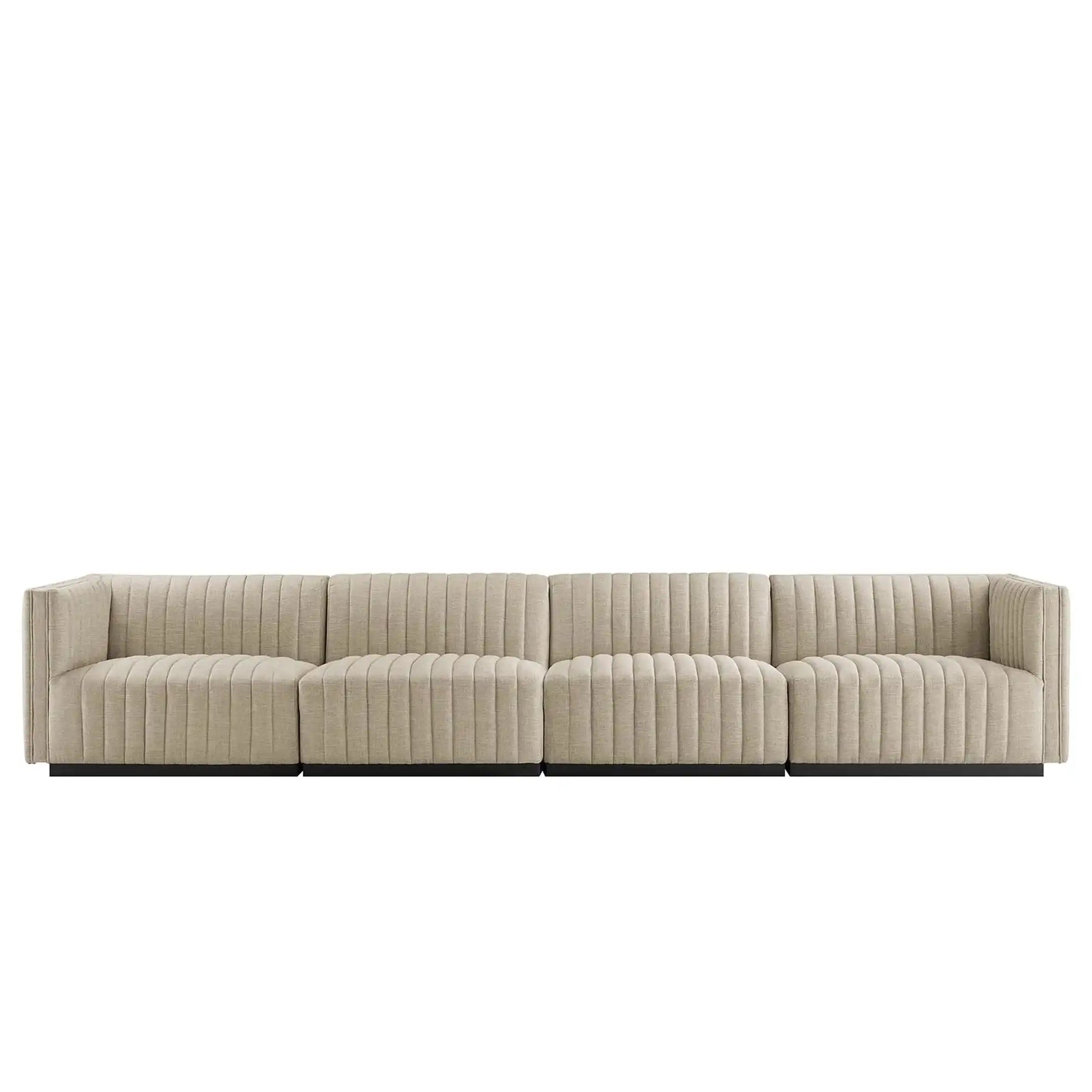 Conjure 4-Piece Channel Tufted Upholstered Fabric Sofa by Modway - Best Buy Furniture
