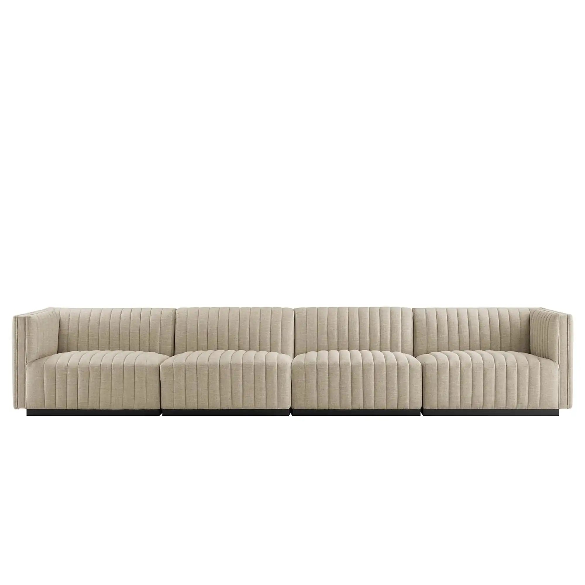 Conjure 4-Piece Channel Tufted Upholstered Fabric Sofa by Modway - Best Buy Furniture