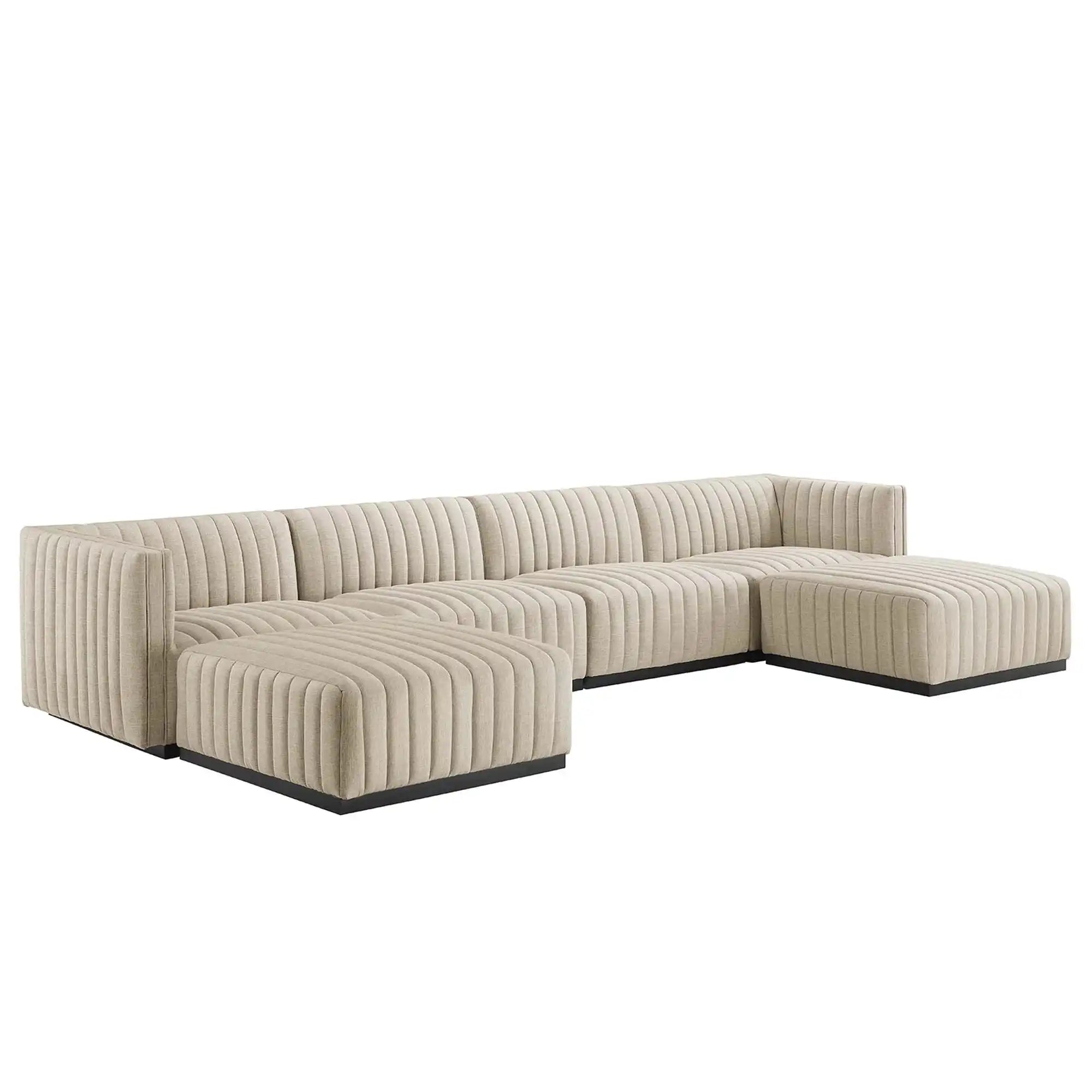 Conjure 6-Piece Channel Tufted Upholstered Fabric Sectional Sofa by Modway - Best Buy Furniture