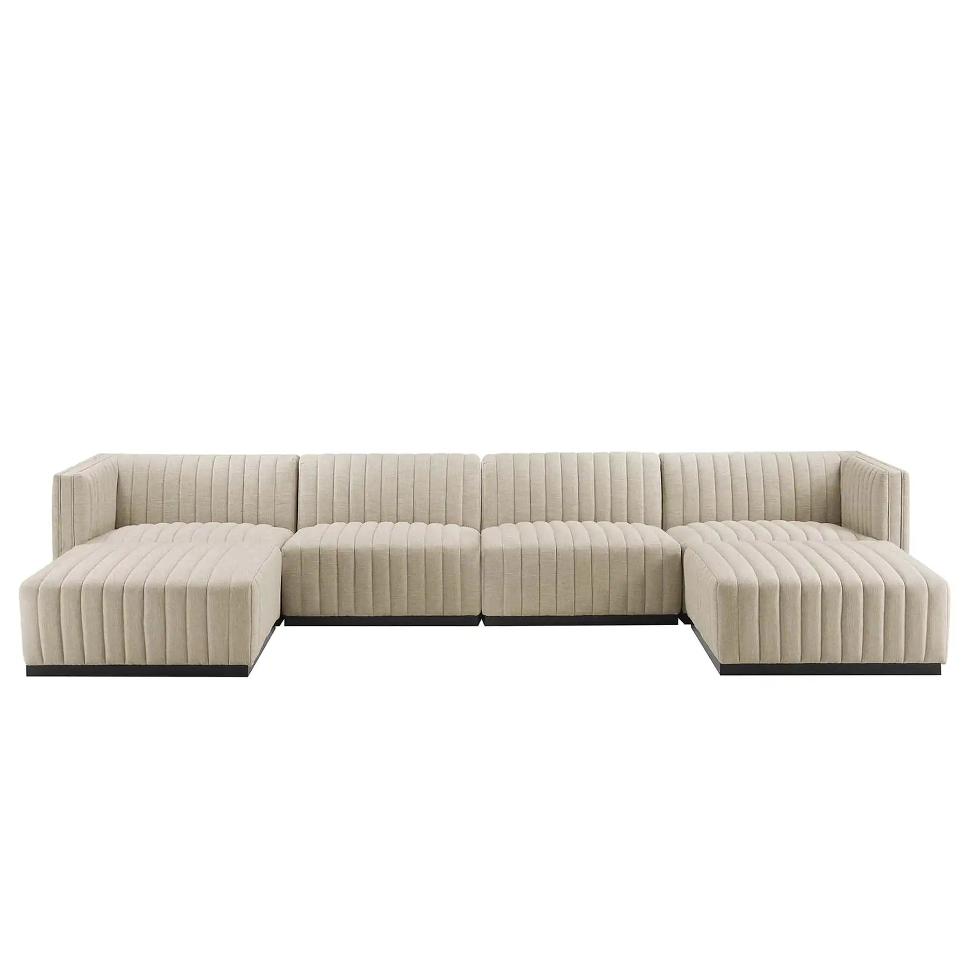 Conjure 6-Piece Channel Tufted Upholstered Fabric Sectional Sofa by Modway - Best Buy Furniture