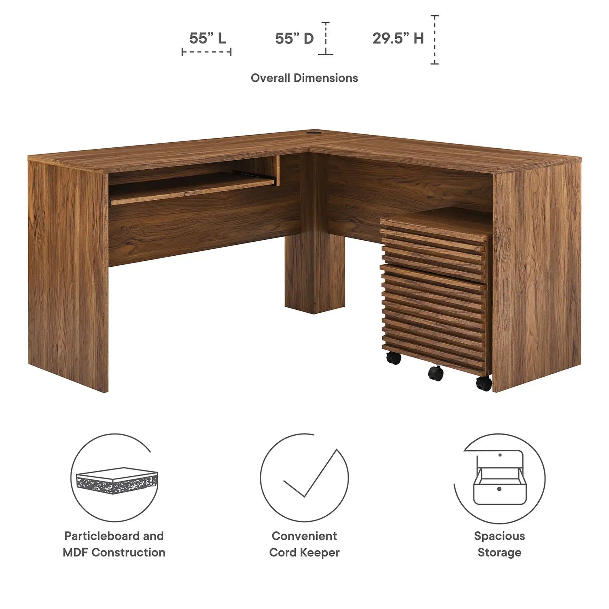 Render Wood Desk and File Cabinet Set by Modway - Best Buy Furniture