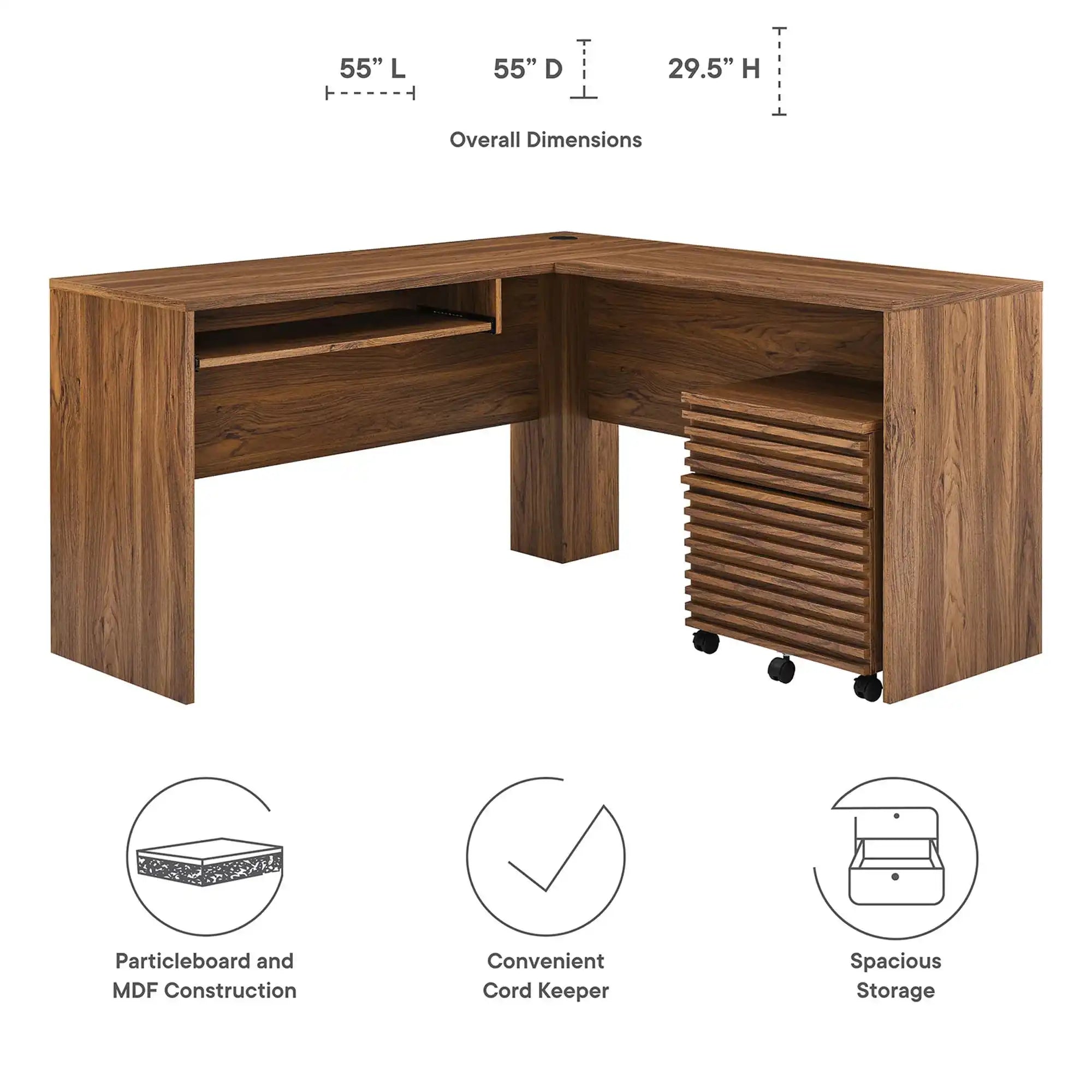 Render Wood Desk and File Cabinet Set by Modway - Best Buy Furniture