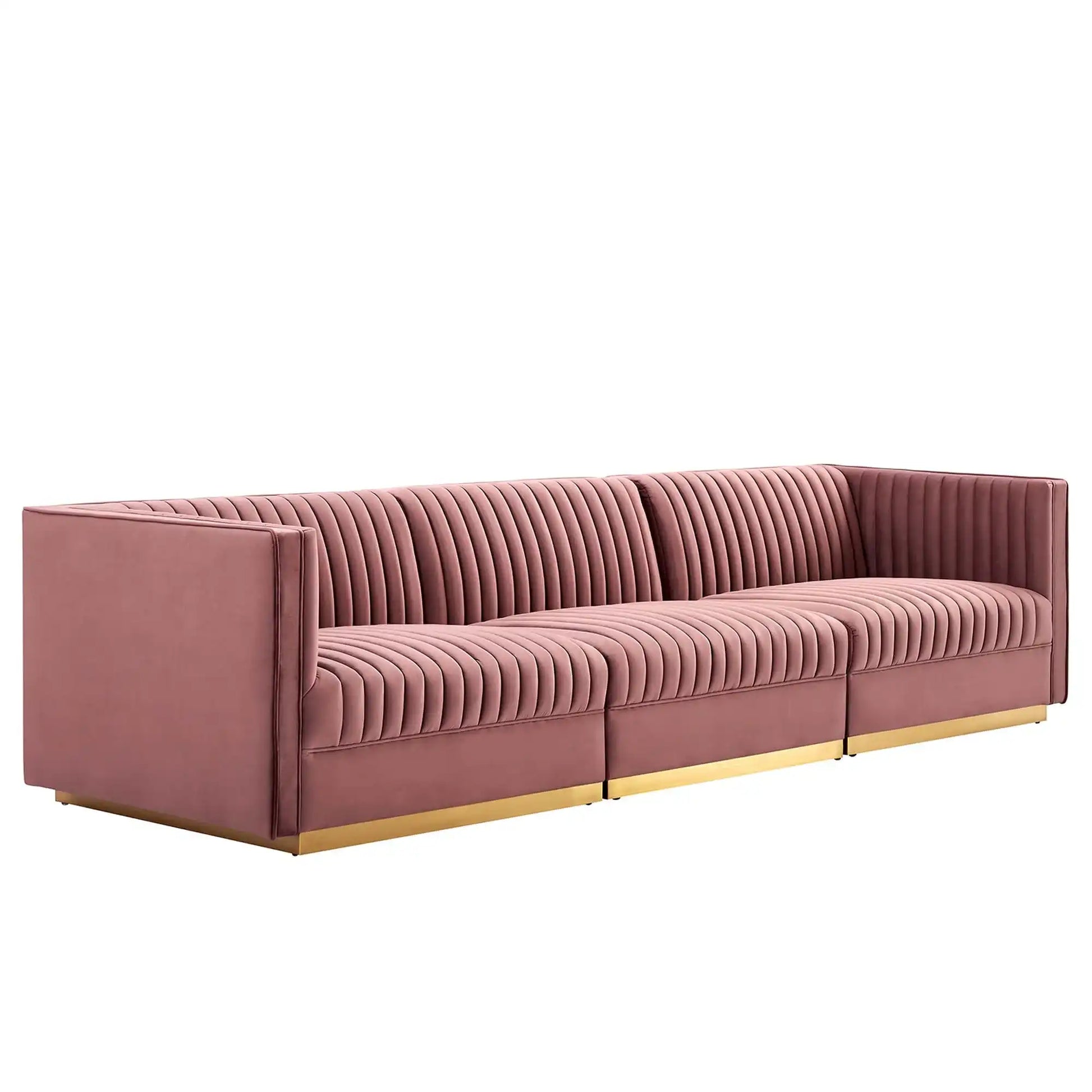 Sanguine Channel Tufted Performance Velvet 3-Seat Modular Sectional Sofa by Modway - Best Buy Furniture