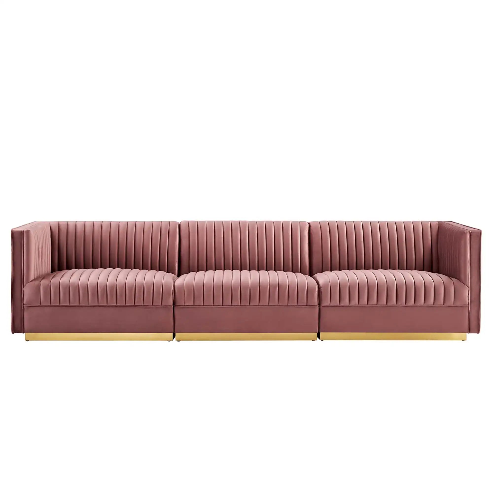 Sanguine Channel Tufted Performance Velvet 3-Seat Modular Sectional Sofa by Modway - Best Buy Furniture