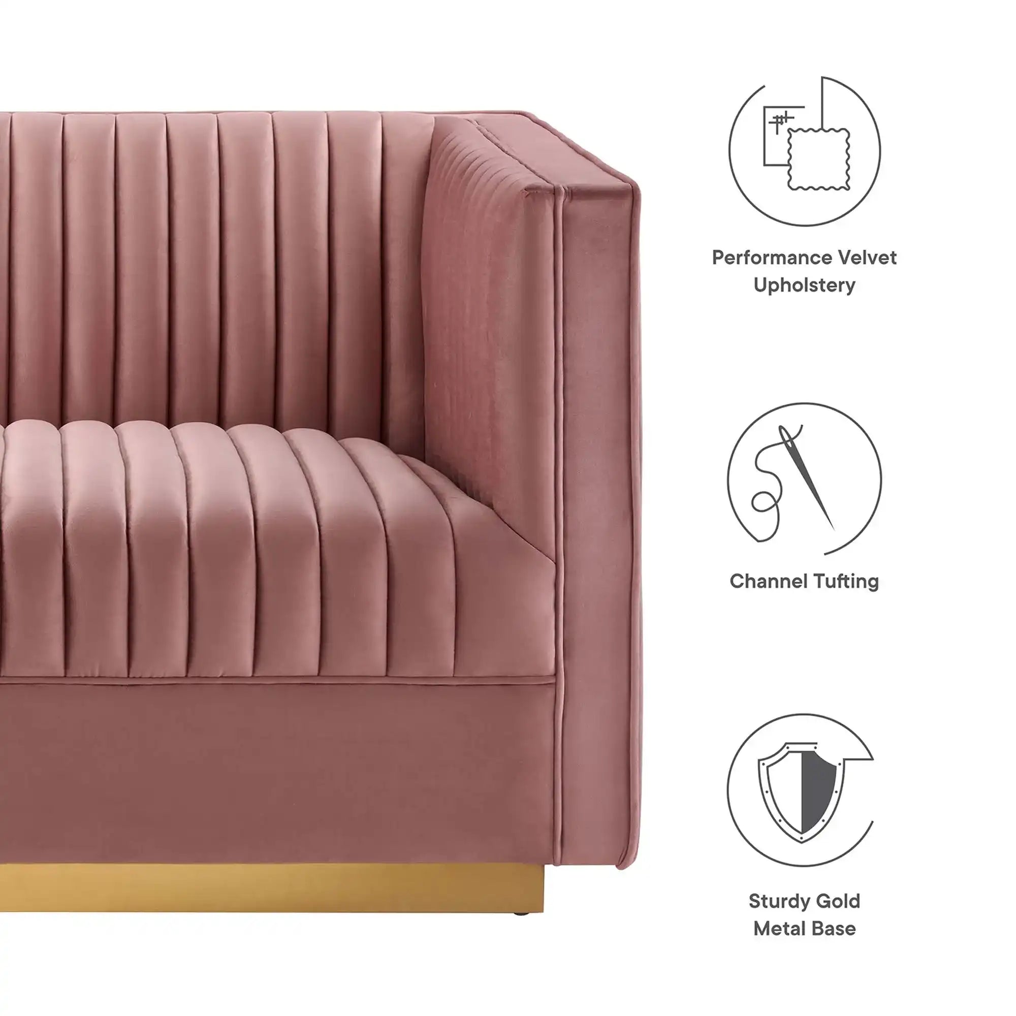 Sanguine Channel Tufted Performance Velvet 3-Seat Modular Sectional Sofa by Modway - Best Buy Furniture