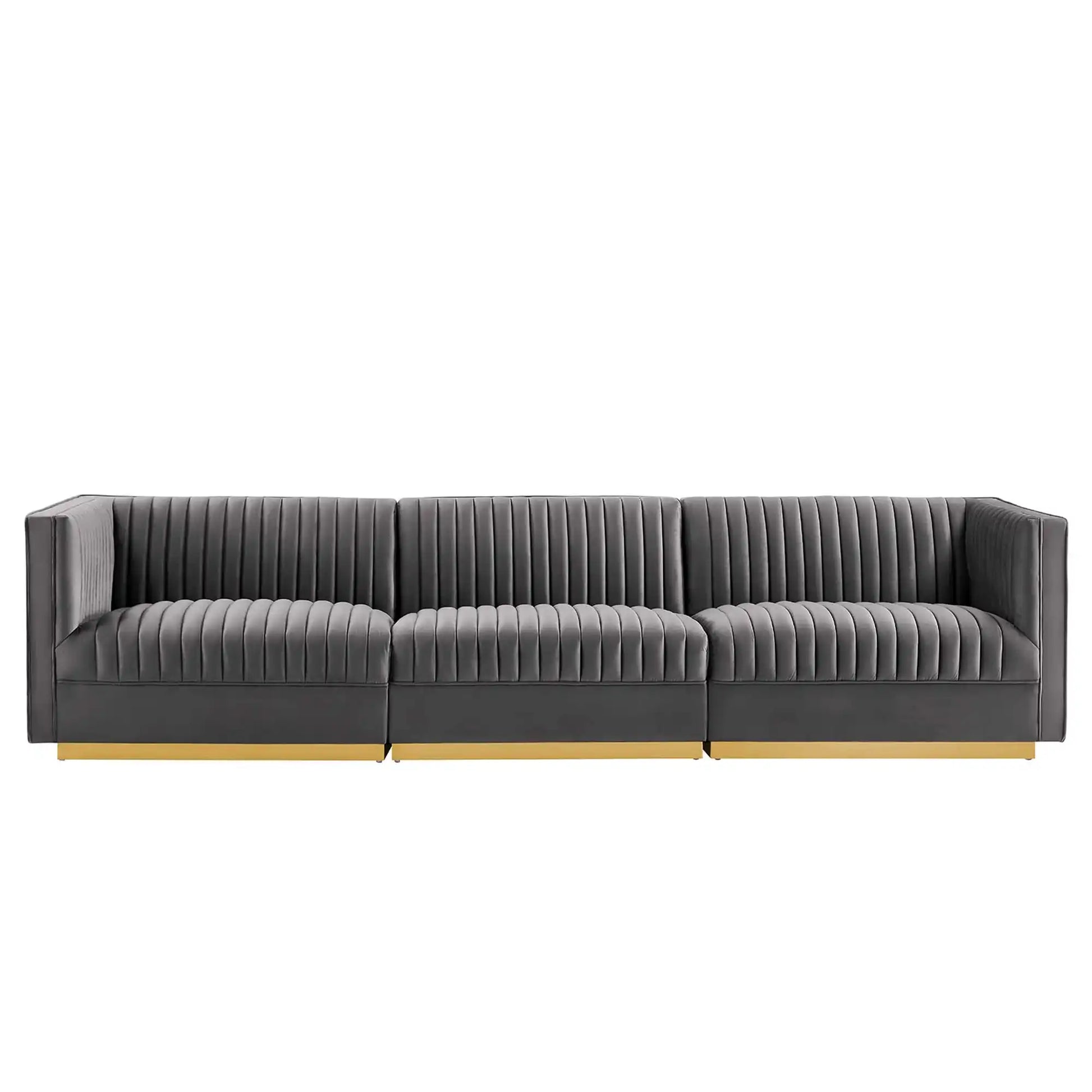 Sanguine Channel Tufted Performance Velvet 3-Seat Modular Sectional Sofa by Modway - Best Buy Furniture