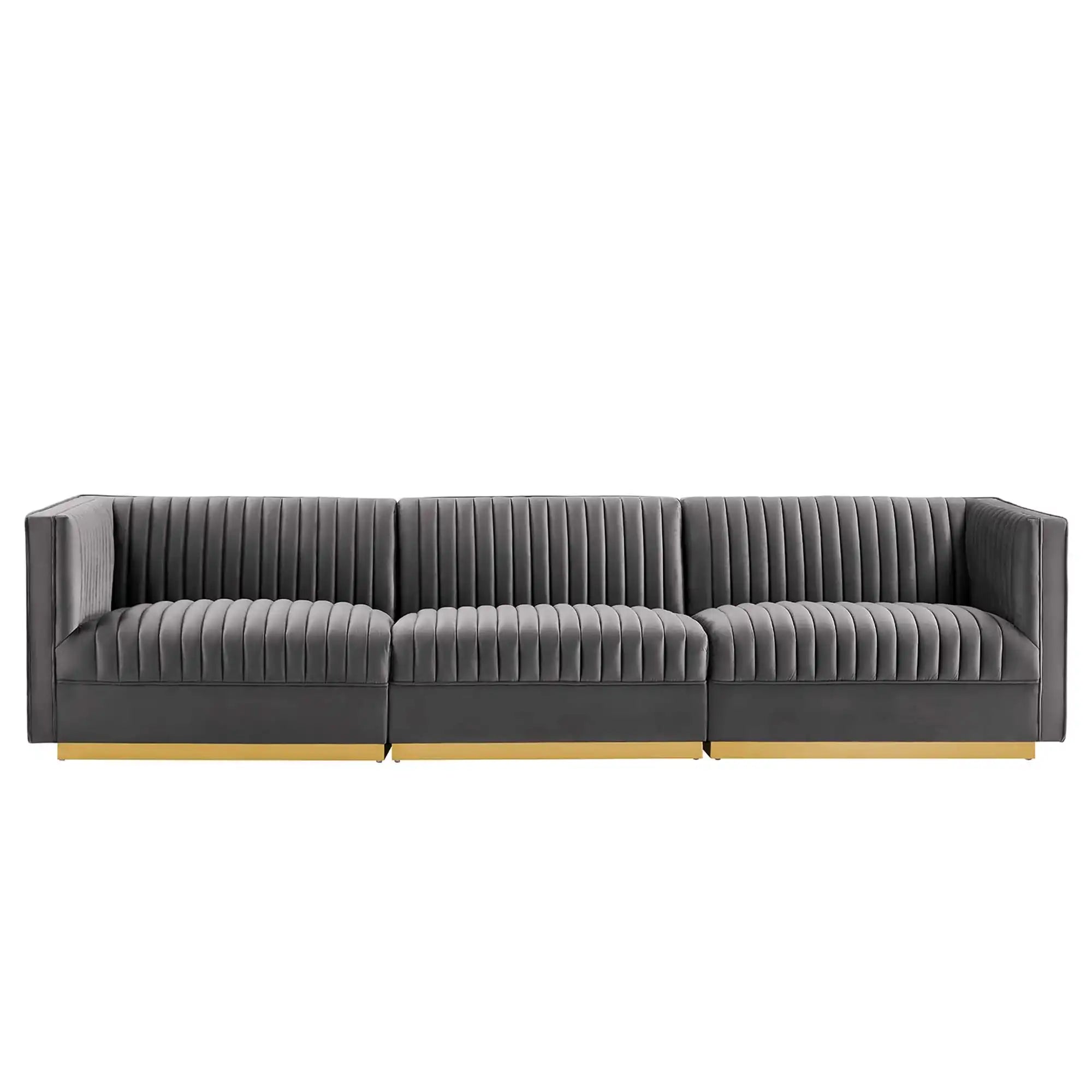 Sanguine Channel Tufted Performance Velvet 3-Seat Modular Sectional Sofa by Modway - Best Buy Furniture