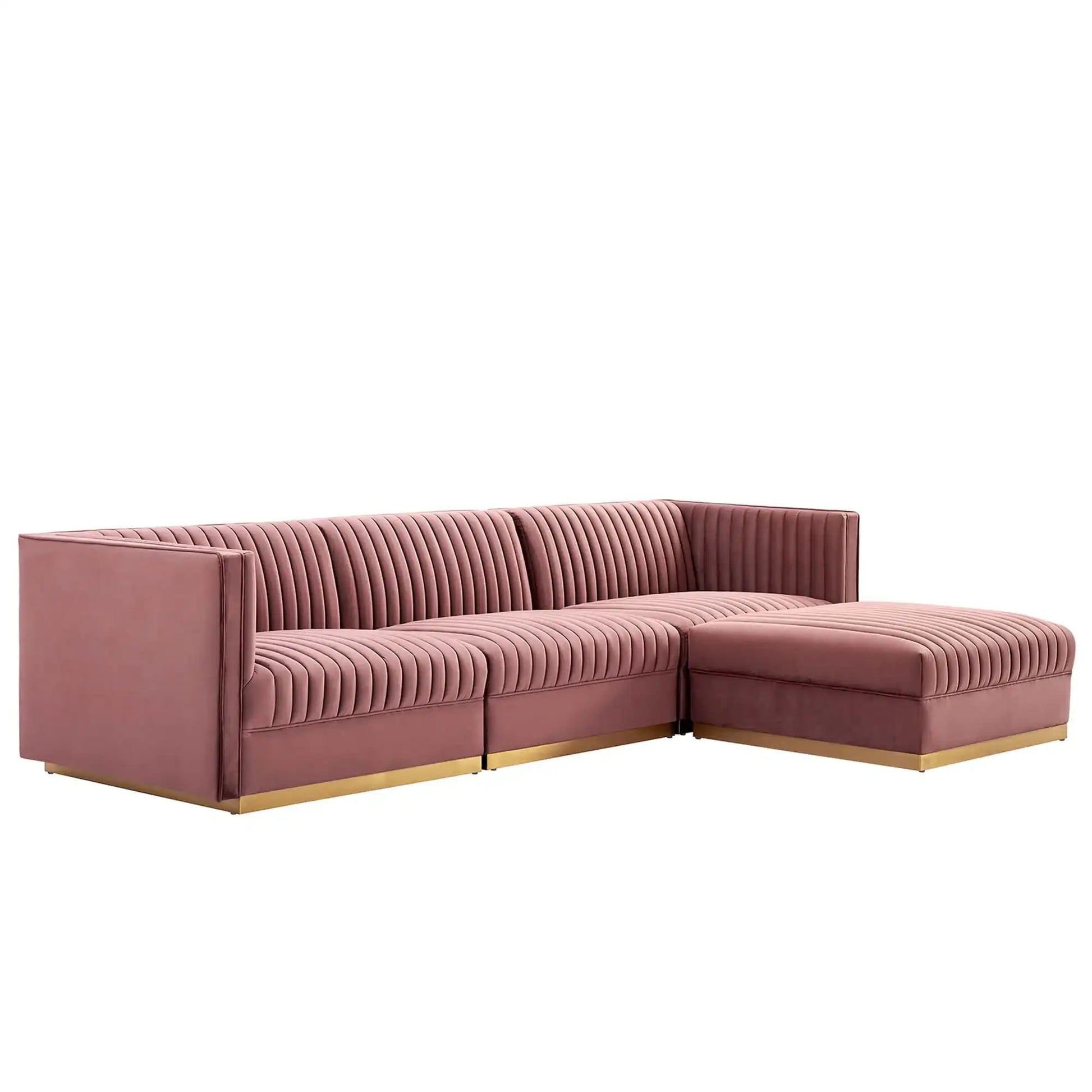 Sanguine 4-Piece Channel Tufted Performance Velvet Modular Sectional Sofa by Modway - Best Buy Furniture