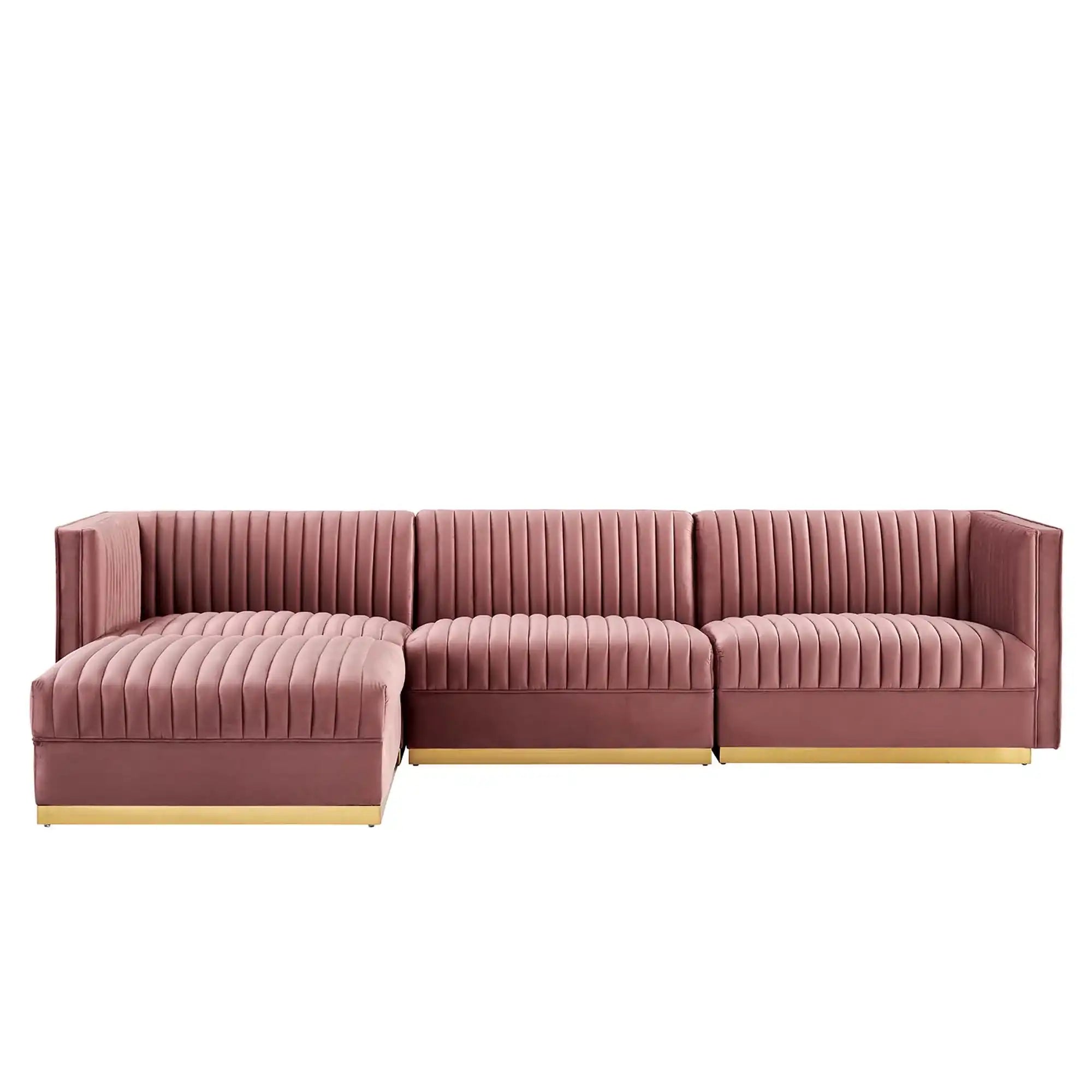 Sanguine 4-Piece Channel Tufted Performance Velvet Modular Sectional Sofa by Modway - Best Buy Furniture