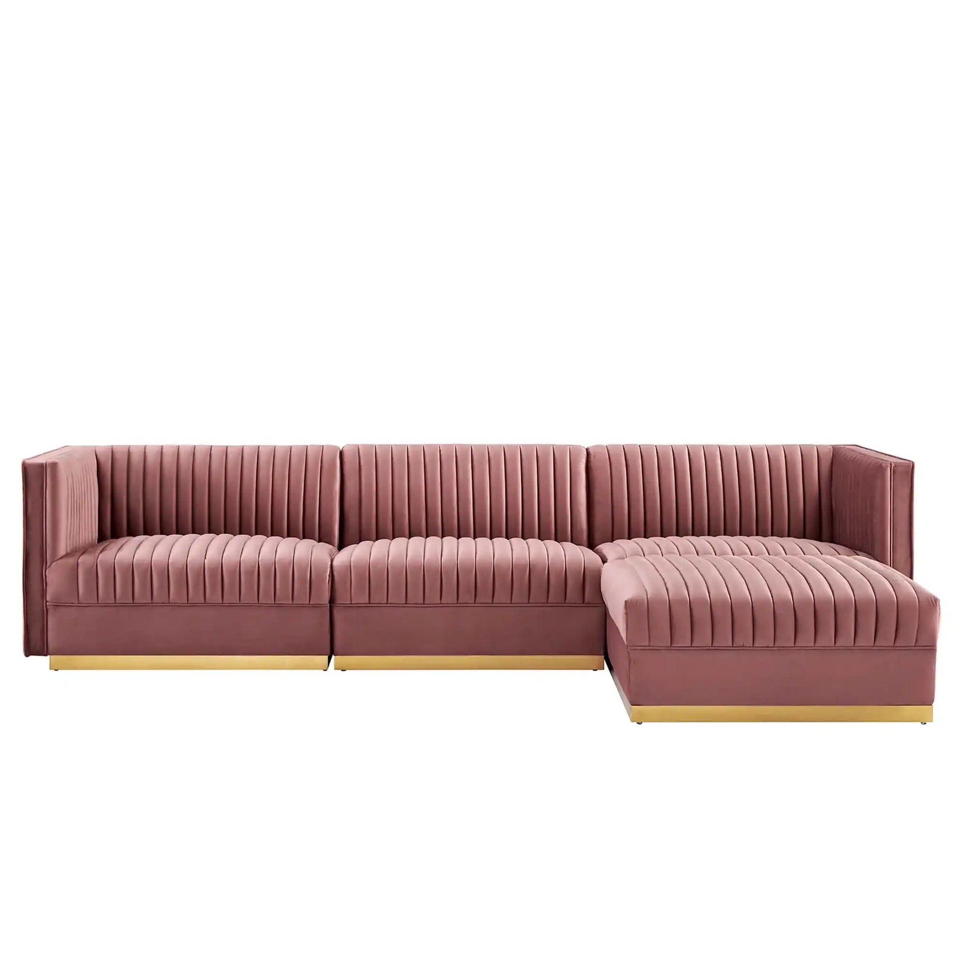 Sanguine 4-Piece Channel Tufted Performance Velvet Modular Sectional Sofa by Modway - Best Buy Furniture