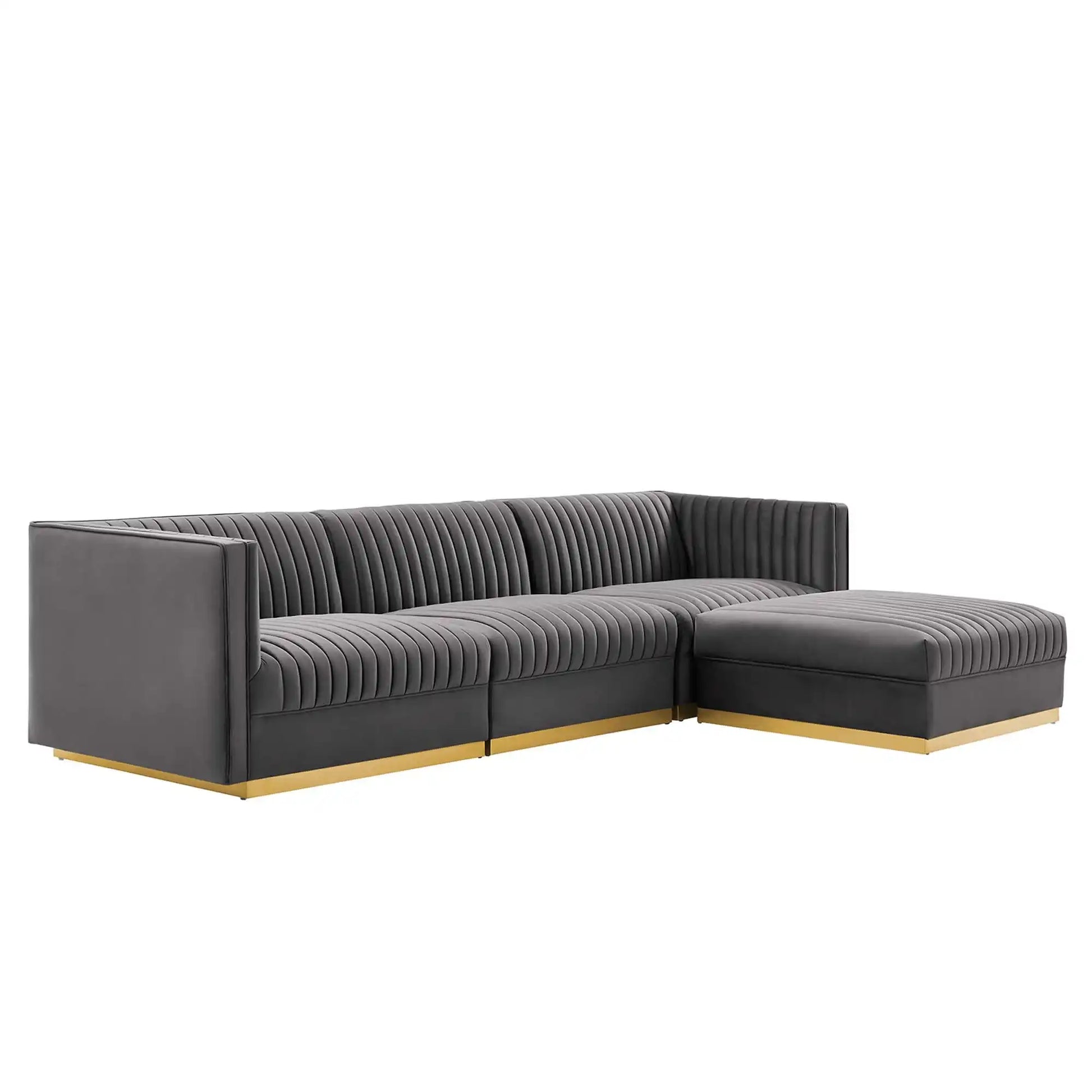 Sanguine 4-Piece Channel Tufted Performance Velvet Modular Sectional Sofa by Modway - Best Buy Furniture