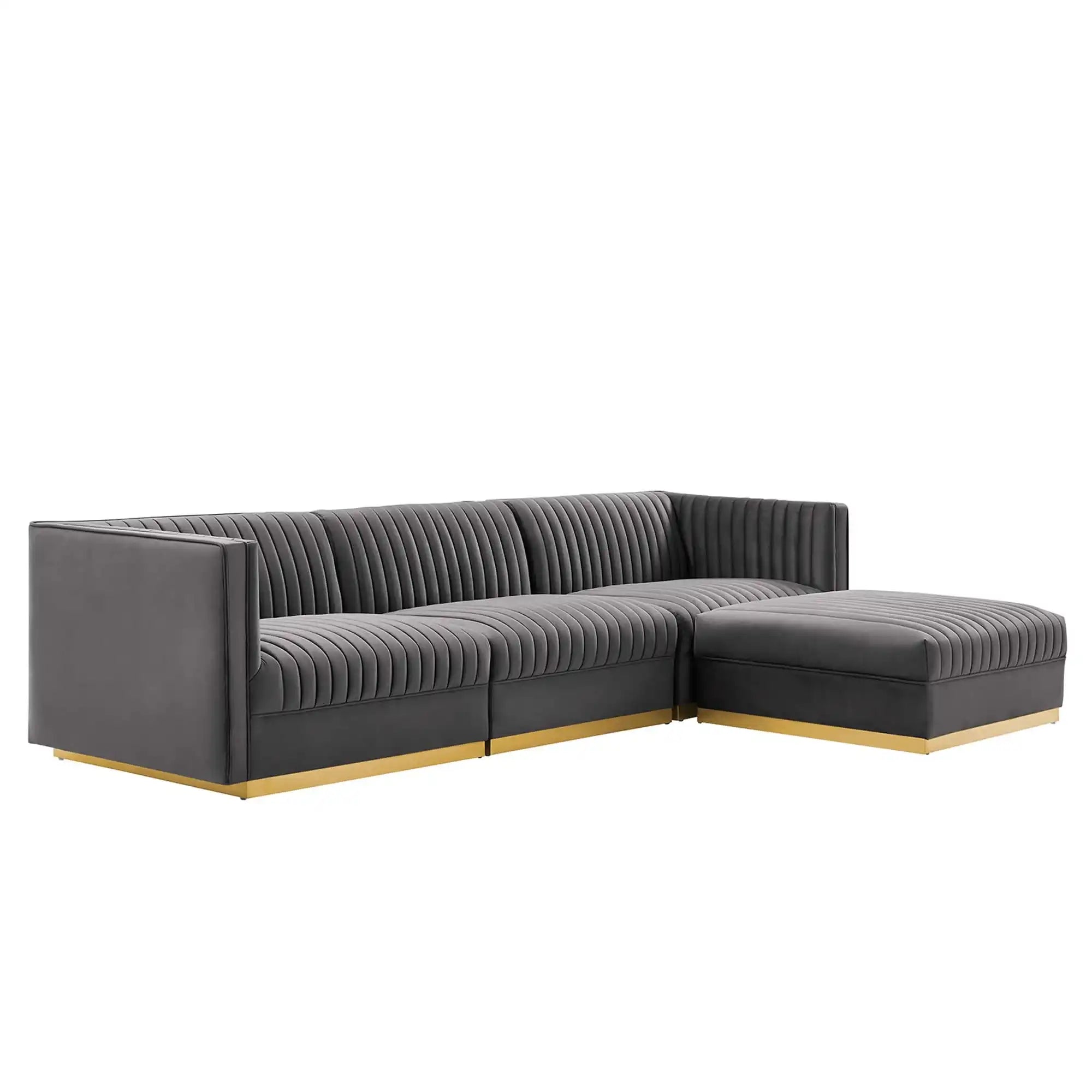 Sanguine 4-Piece Channel Tufted Performance Velvet Modular Sectional Sofa by Modway - Best Buy Furniture