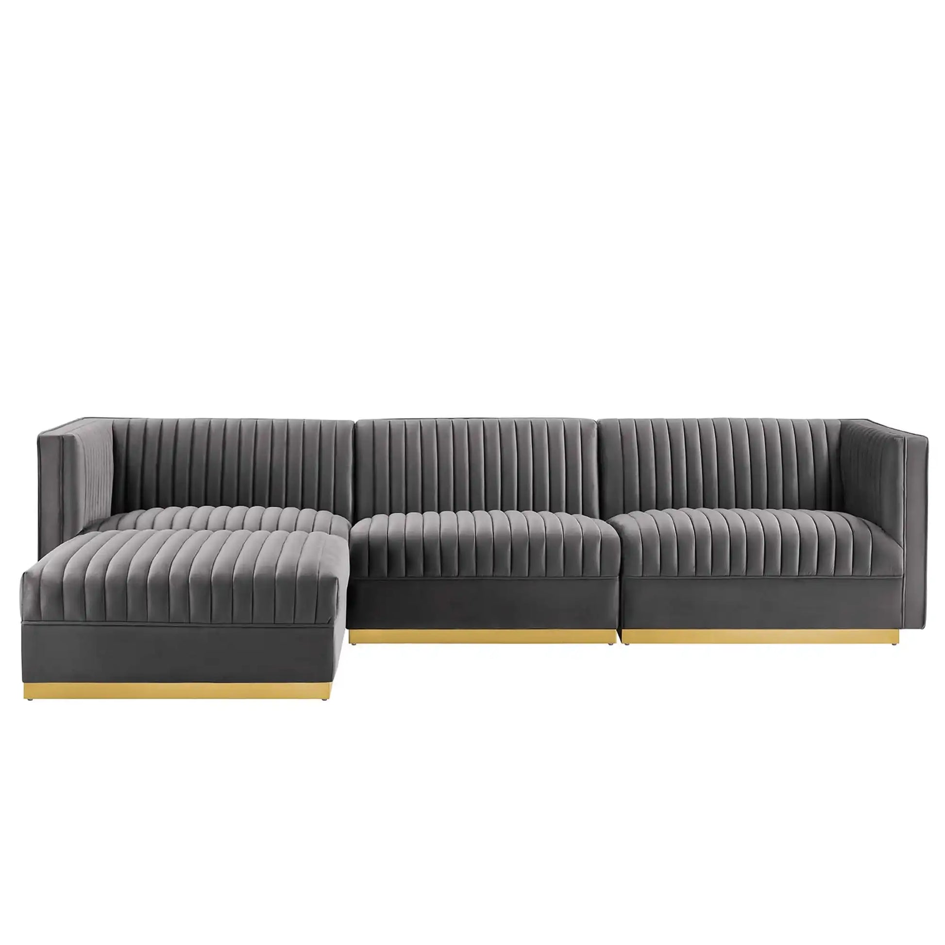Sanguine 4-Piece Channel Tufted Performance Velvet Modular Sectional Sofa by Modway - Best Buy Furniture