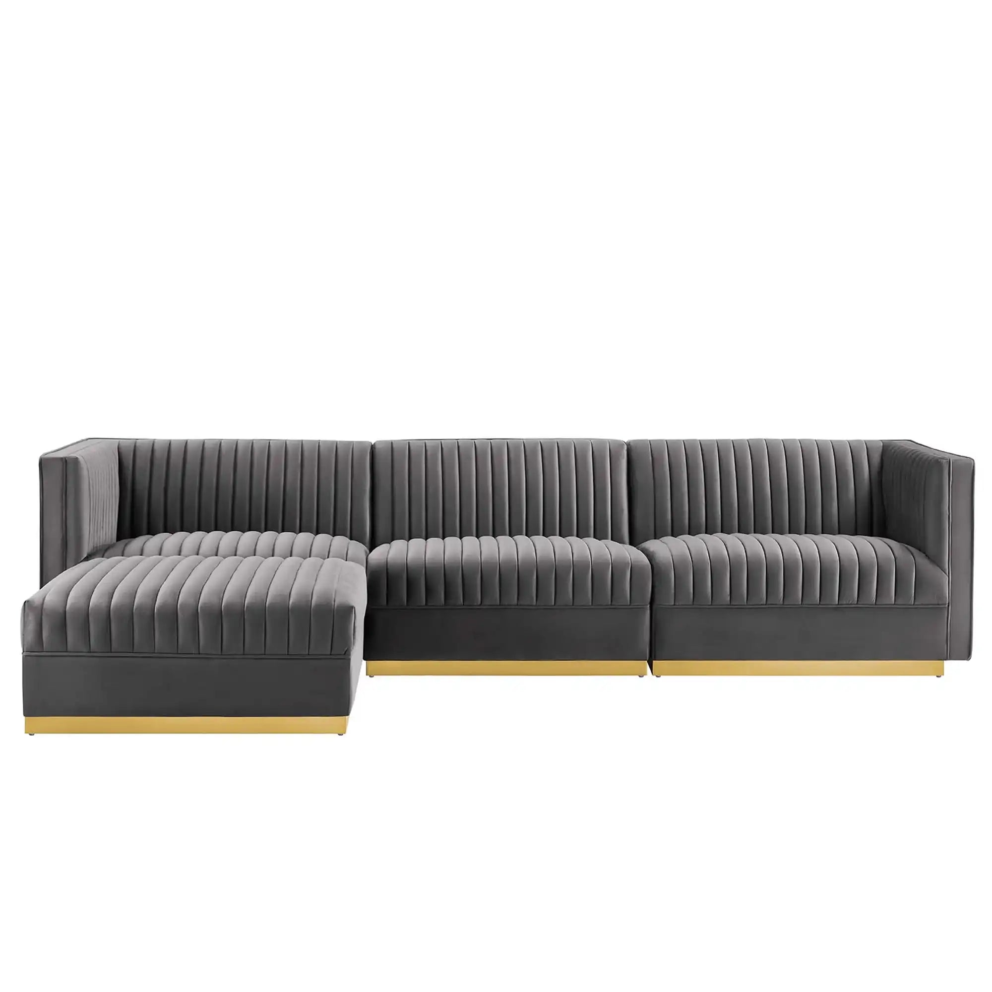 Sanguine 4-Piece Channel Tufted Performance Velvet Modular Sectional Sofa by Modway - Best Buy Furniture