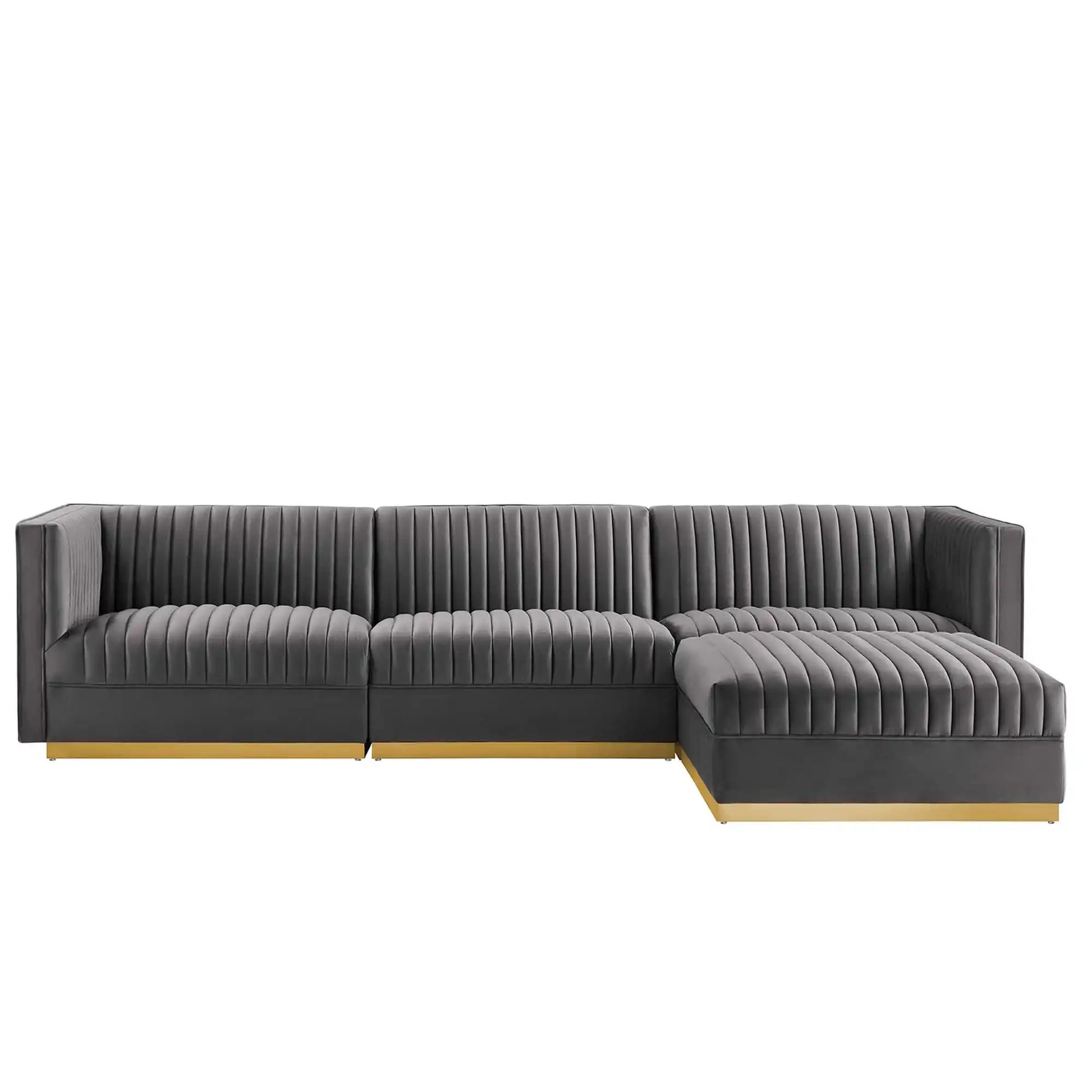 Sanguine 4-Piece Channel Tufted Performance Velvet Modular Sectional Sofa by Modway - Best Buy Furniture