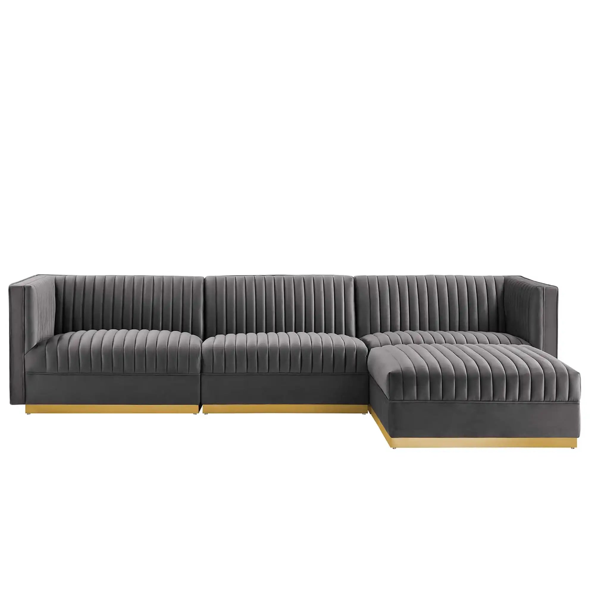 Sanguine 4-Piece Channel Tufted Performance Velvet Modular Sectional Sofa by Modway - Best Buy Furniture