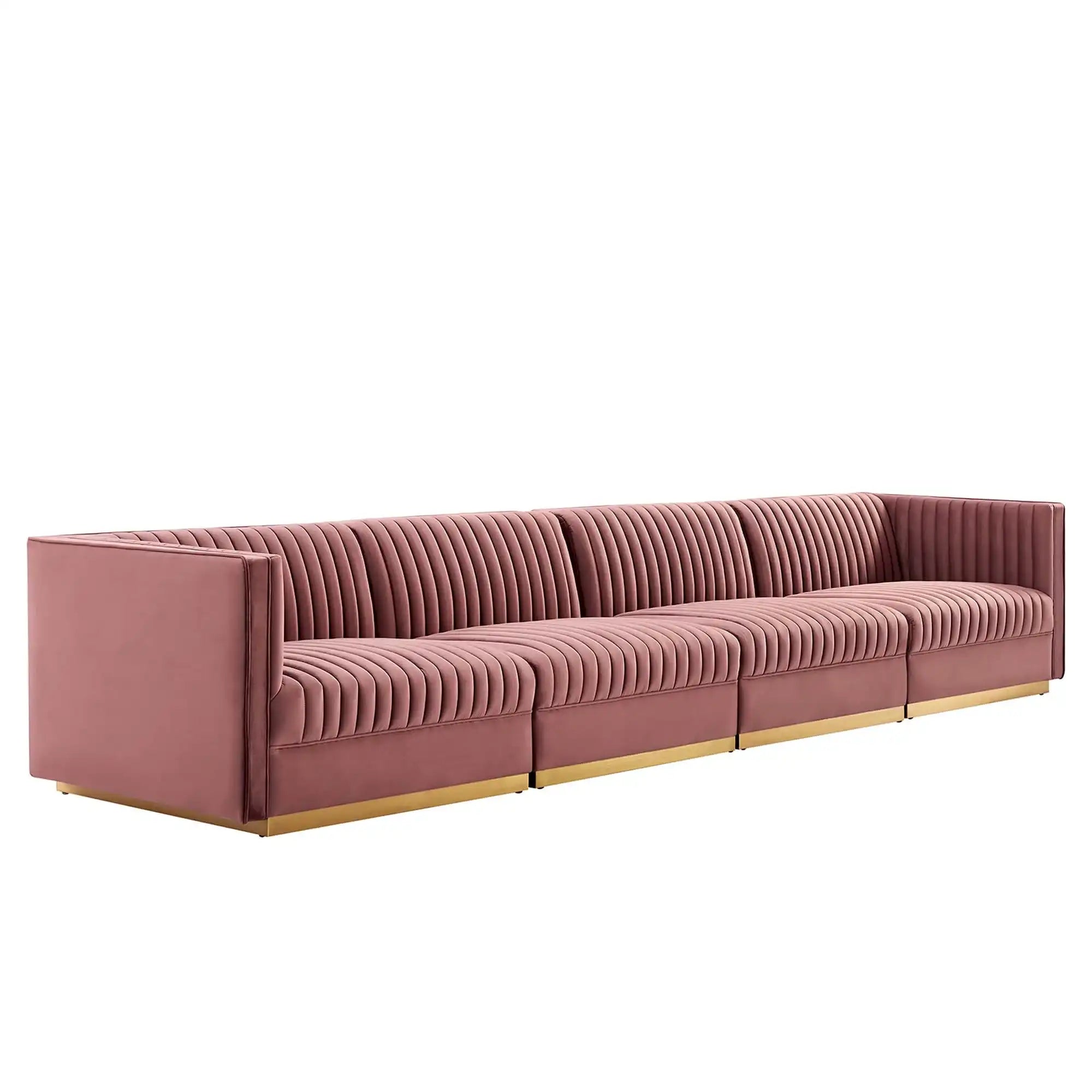 Sanguine Channel Tufted Performance Velvet 4-Seat Modular Sectional Sofa by Modway - Best Buy Furniture