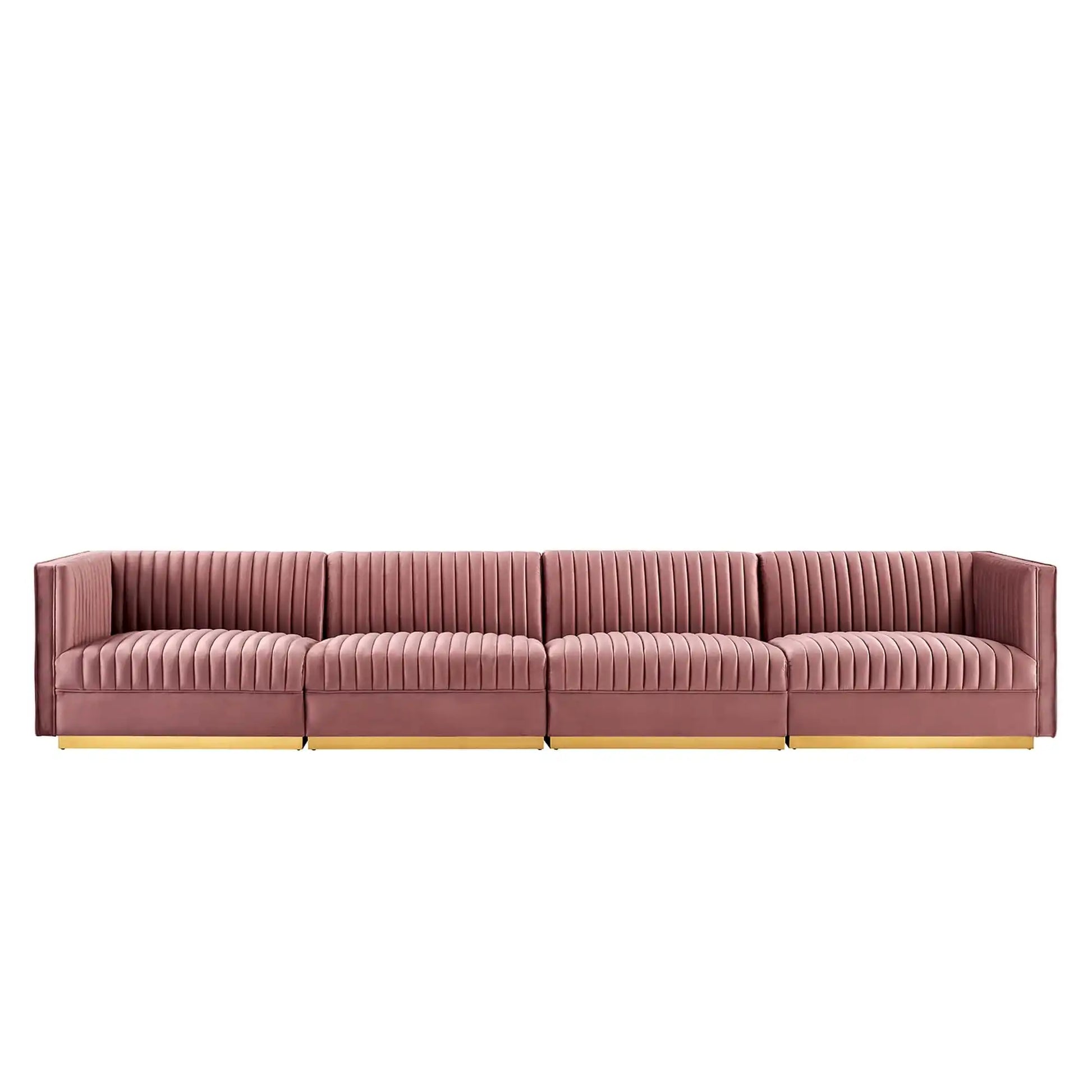 Sanguine Channel Tufted Performance Velvet 4-Seat Modular Sectional Sofa by Modway - Best Buy Furniture