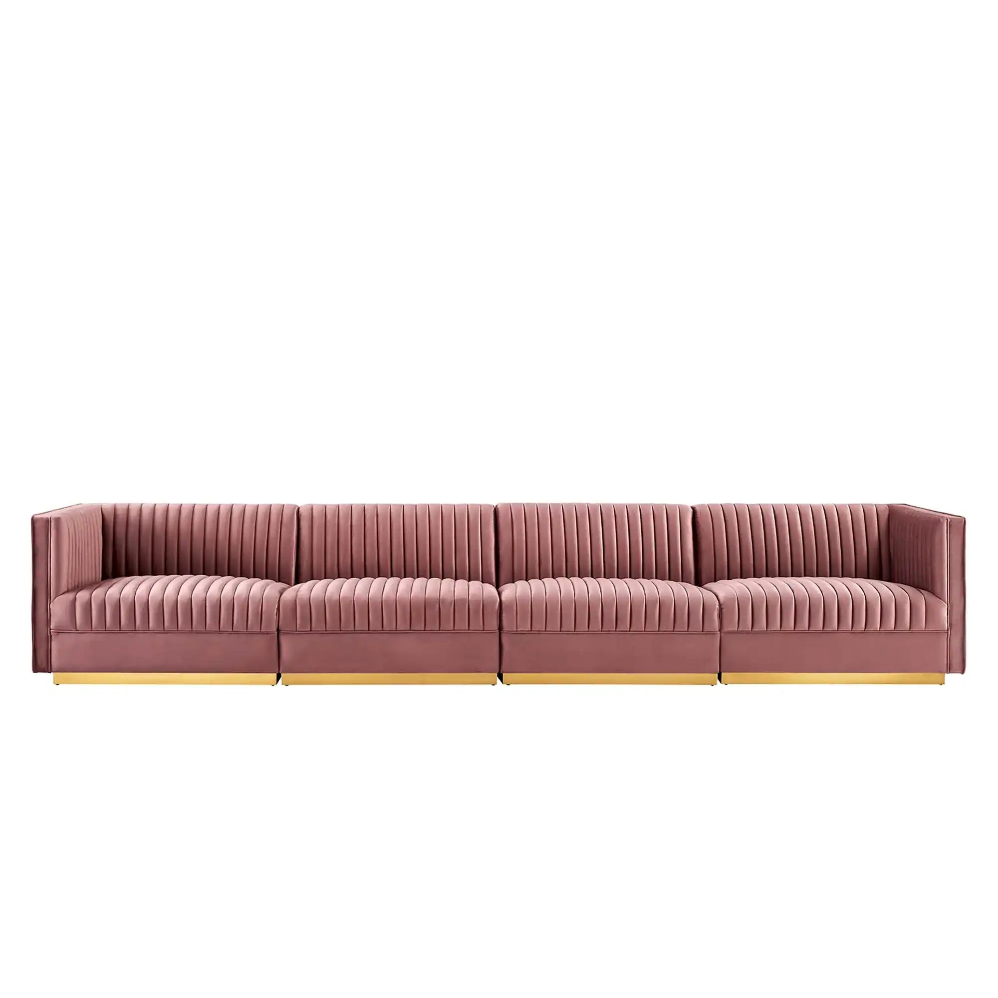Sanguine Channel Tufted Performance Velvet 4-Seat Modular Sectional Sofa by Modway - Best Buy Furniture