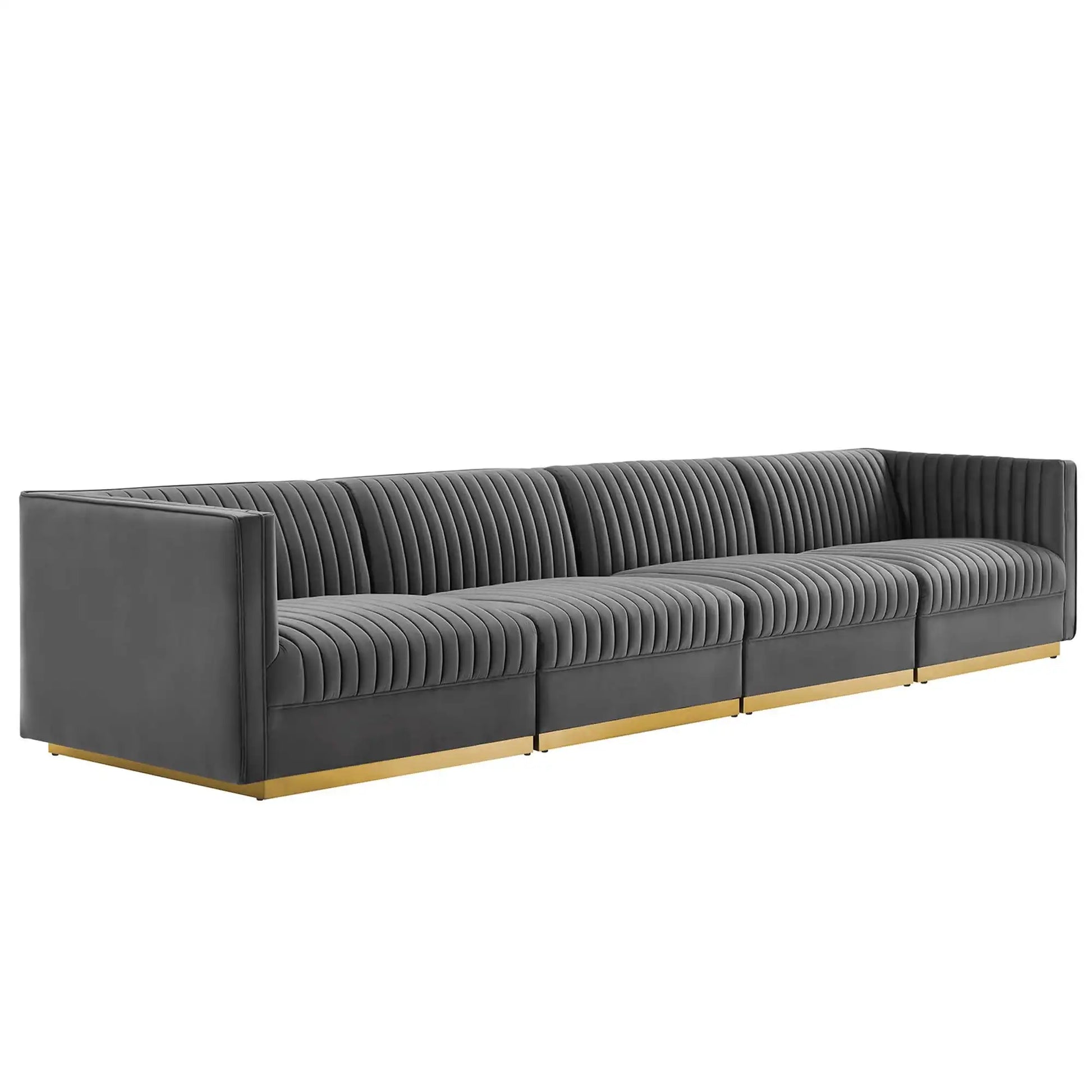 Sanguine Channel Tufted Performance Velvet 4-Seat Modular Sectional Sofa by Modway - Best Buy Furniture