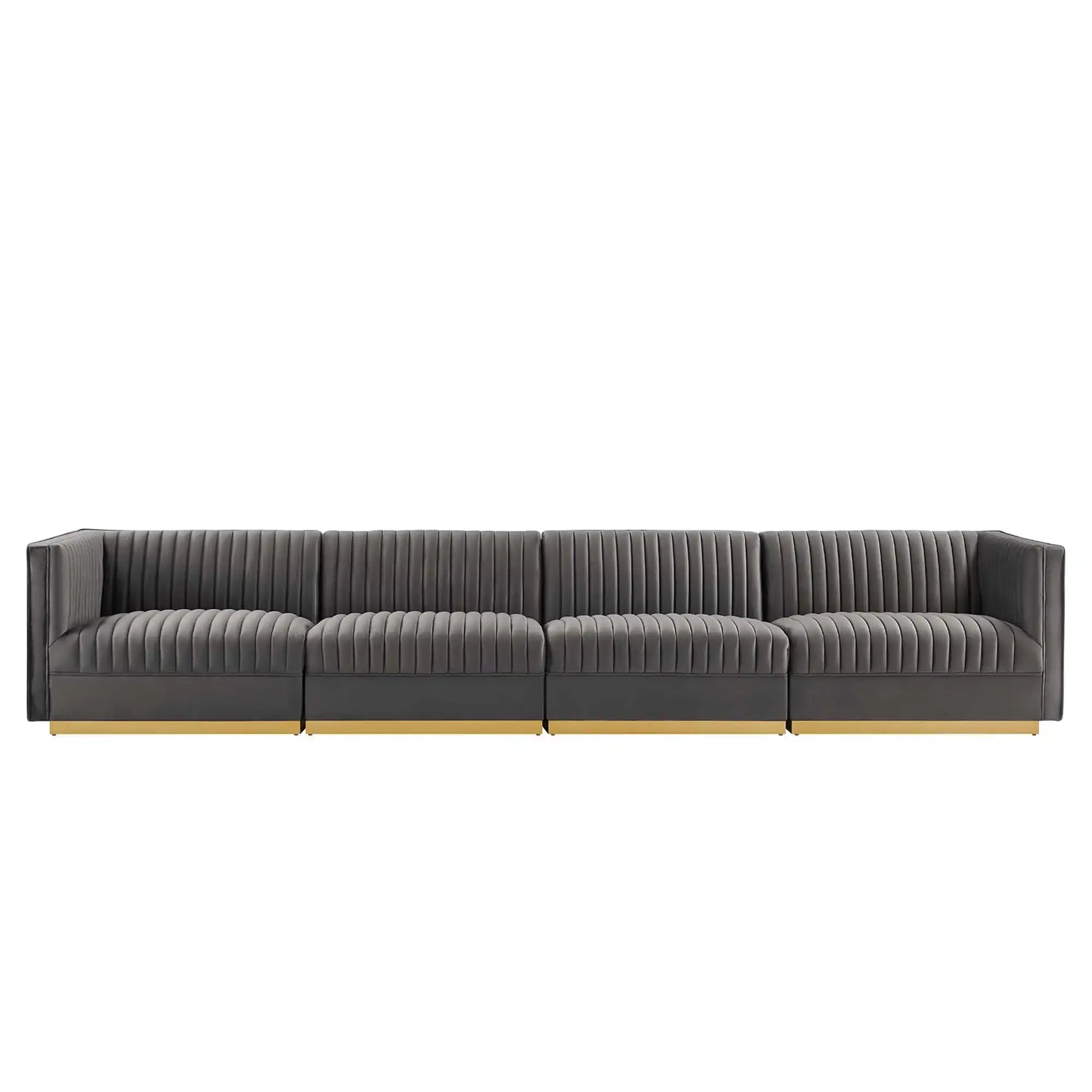 Sanguine Channel Tufted Performance Velvet 4-Seat Modular Sectional Sofa by Modway - Best Buy Furniture