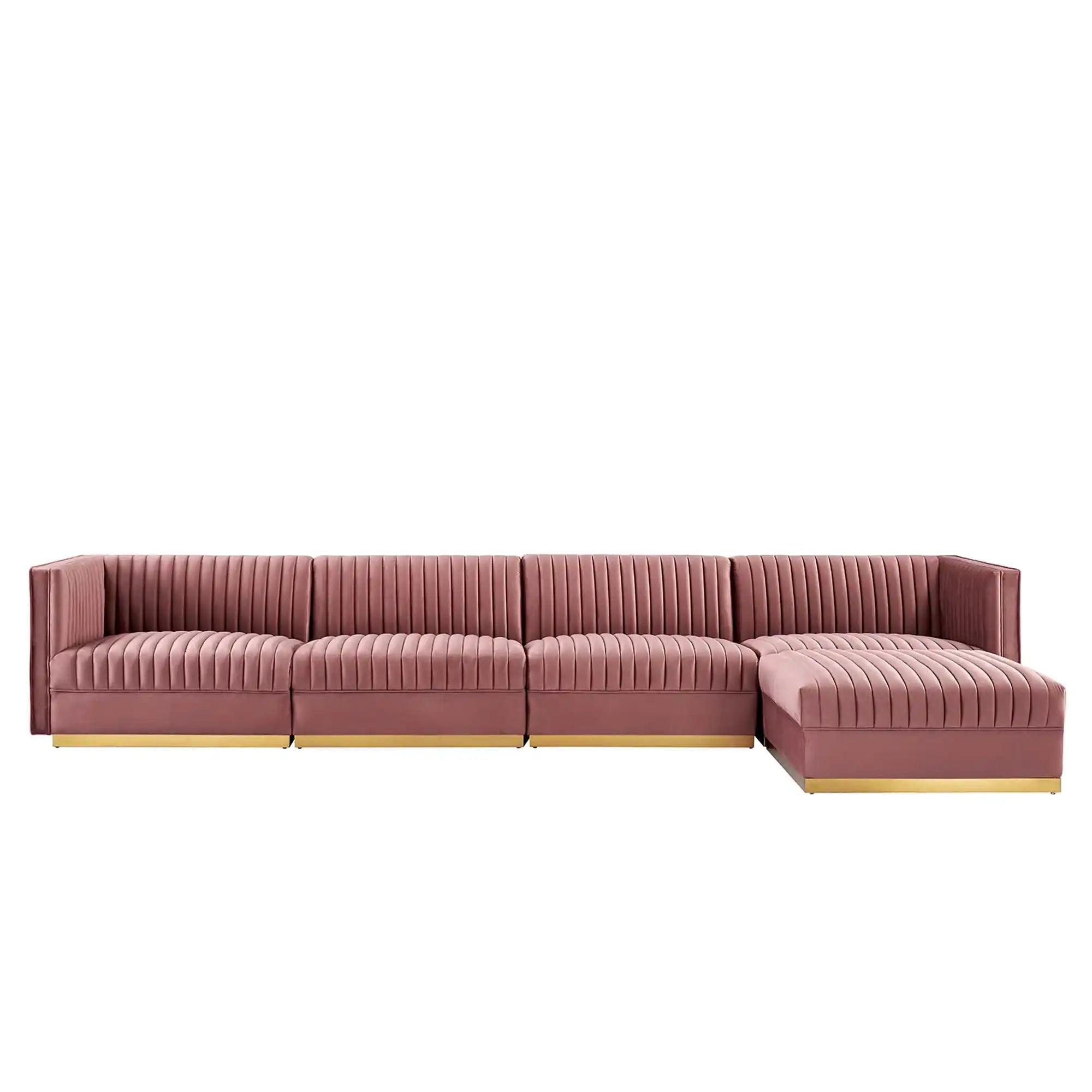 Sanguine 5-Piece Channel Tufted Performance Velvet Modular Sectional Sofa by Modway - Best Buy Furniture
