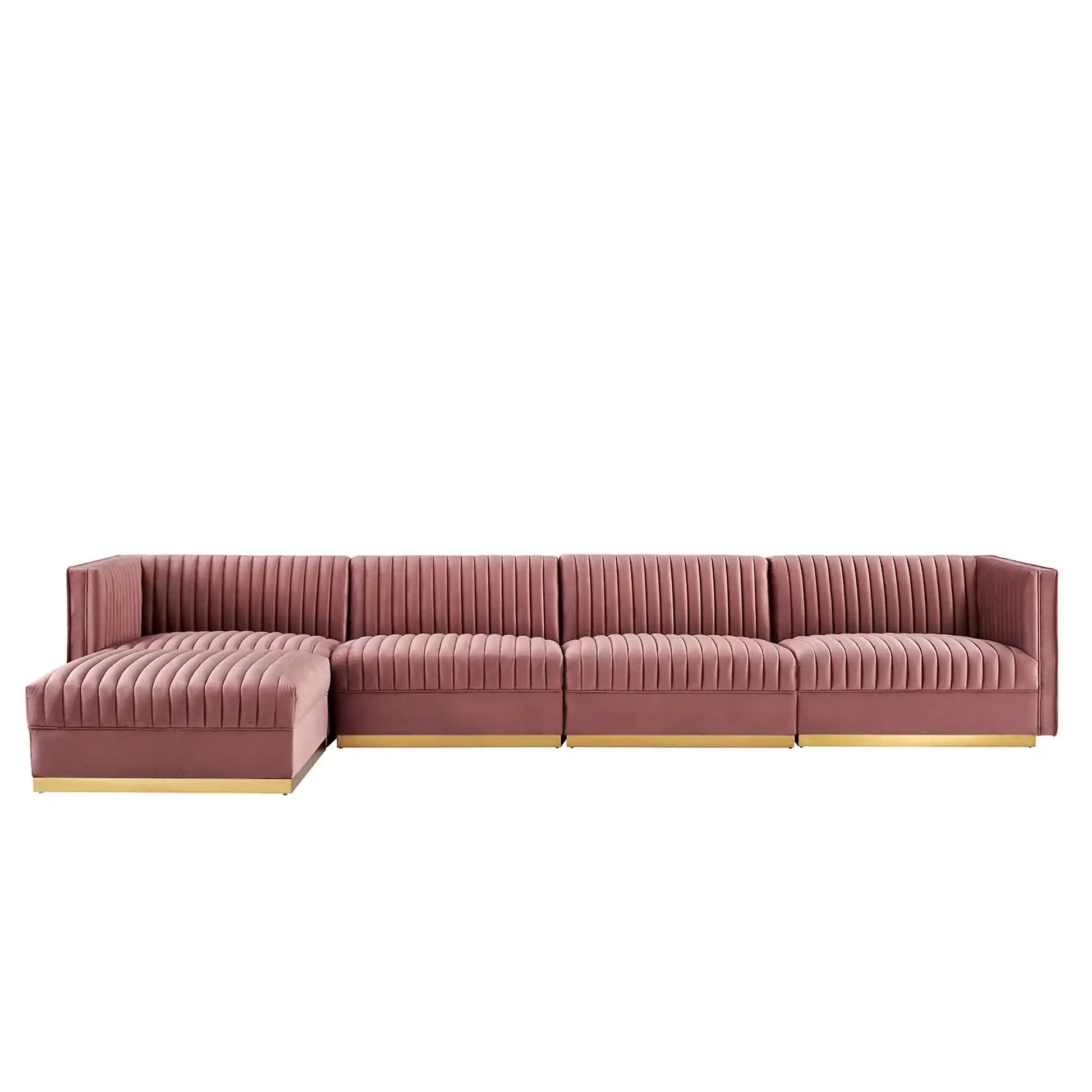 Sanguine 5-Piece Channel Tufted Performance Velvet Modular Sectional Sofa by Modway - Best Buy Furniture