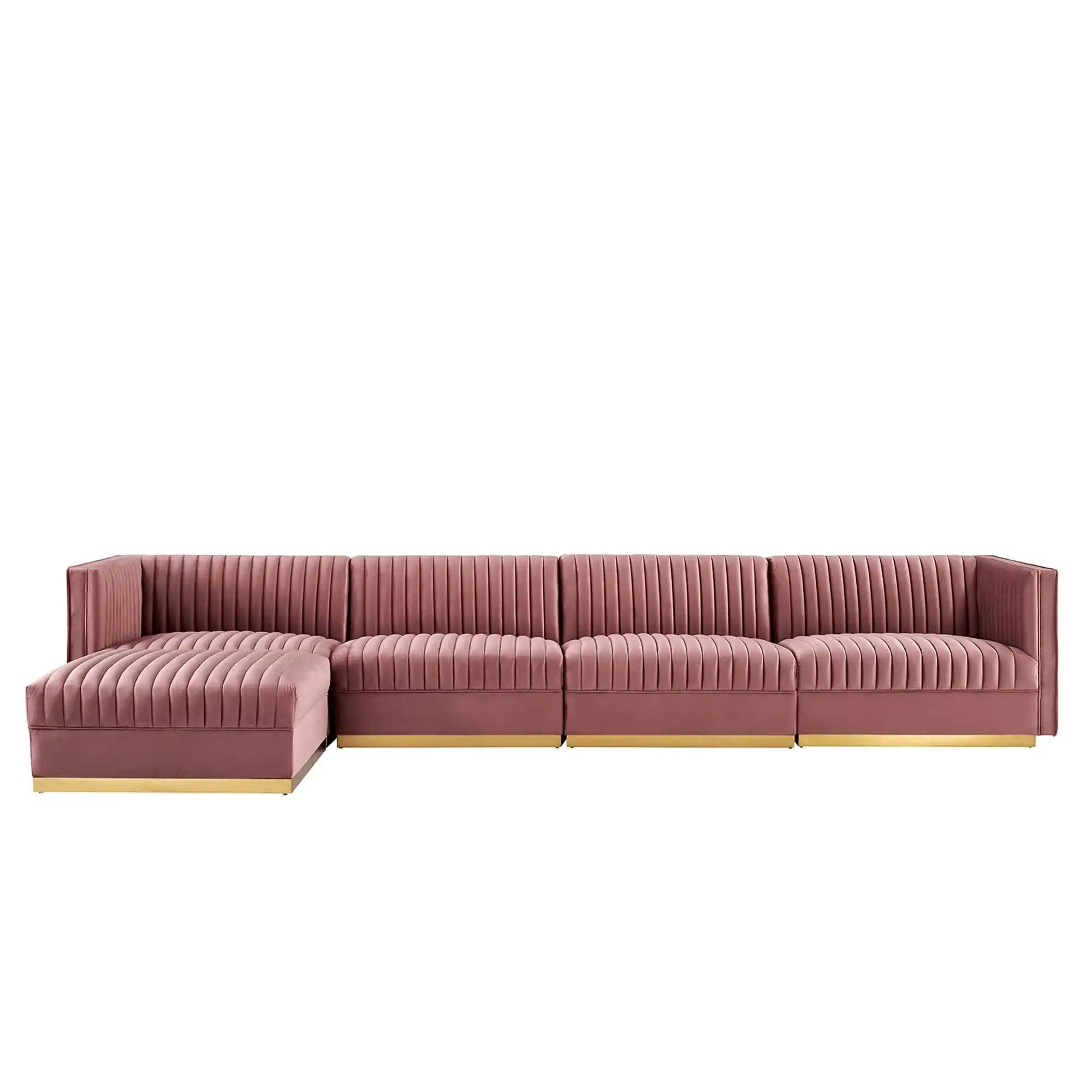 Sanguine 5-Piece Channel Tufted Performance Velvet Modular Sectional Sofa by Modway - Best Buy Furniture