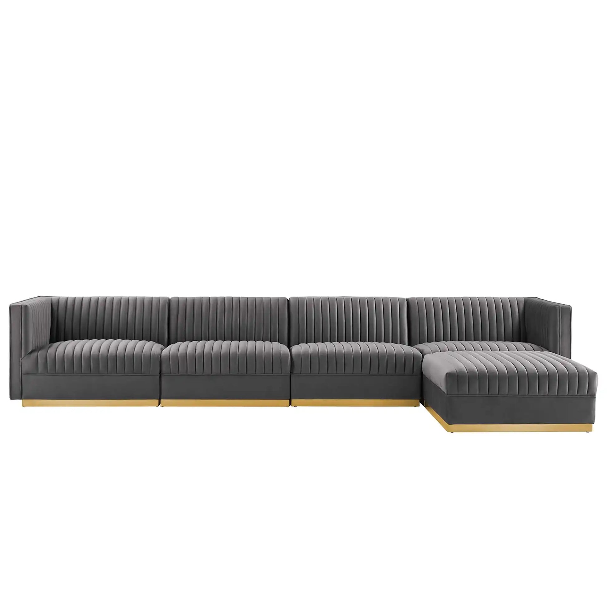 Sanguine 5-Piece Channel Tufted Performance Velvet Modular Sectional Sofa by Modway - Best Buy Furniture