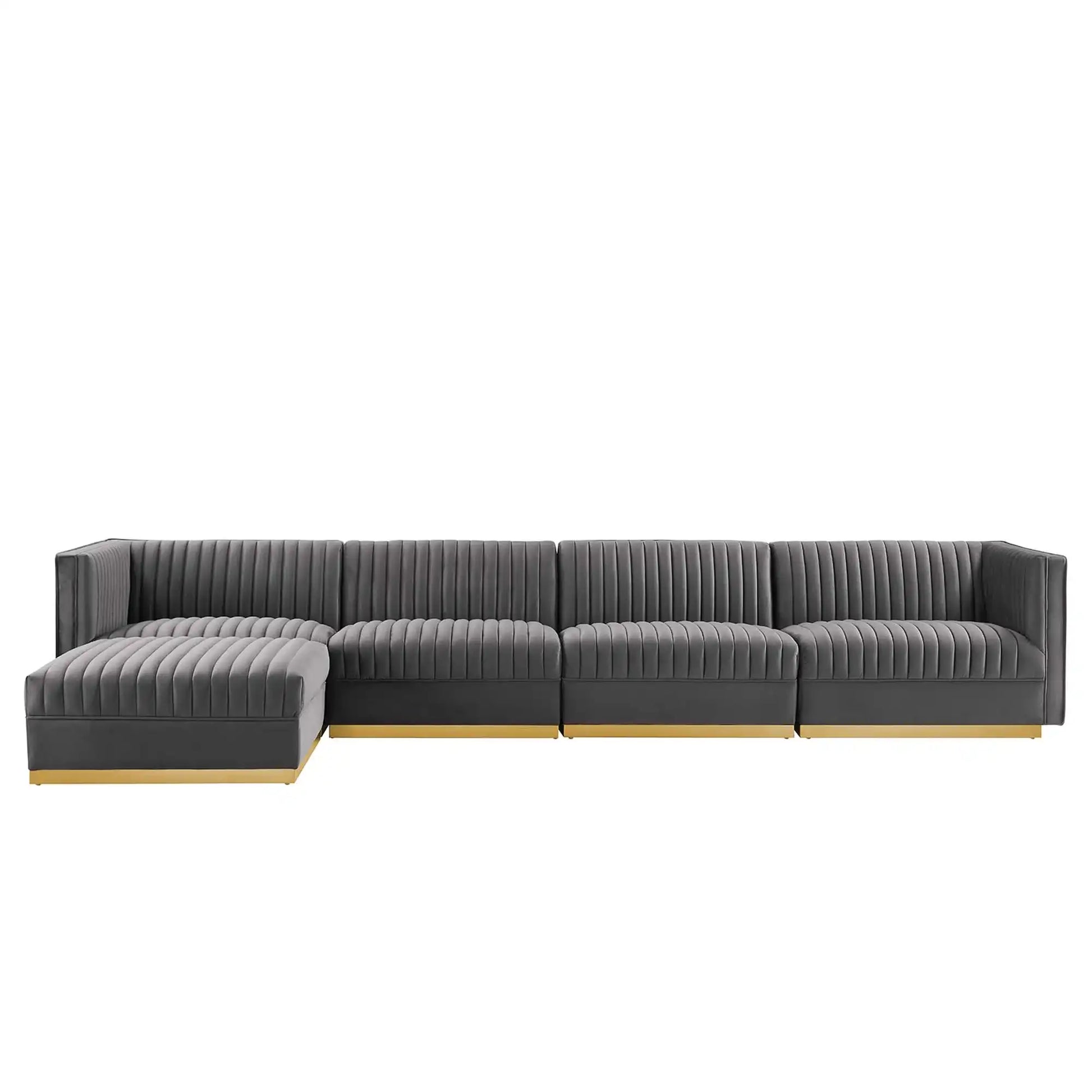 Sanguine 5-Piece Channel Tufted Performance Velvet Modular Sectional Sofa by Modway - Best Buy Furniture