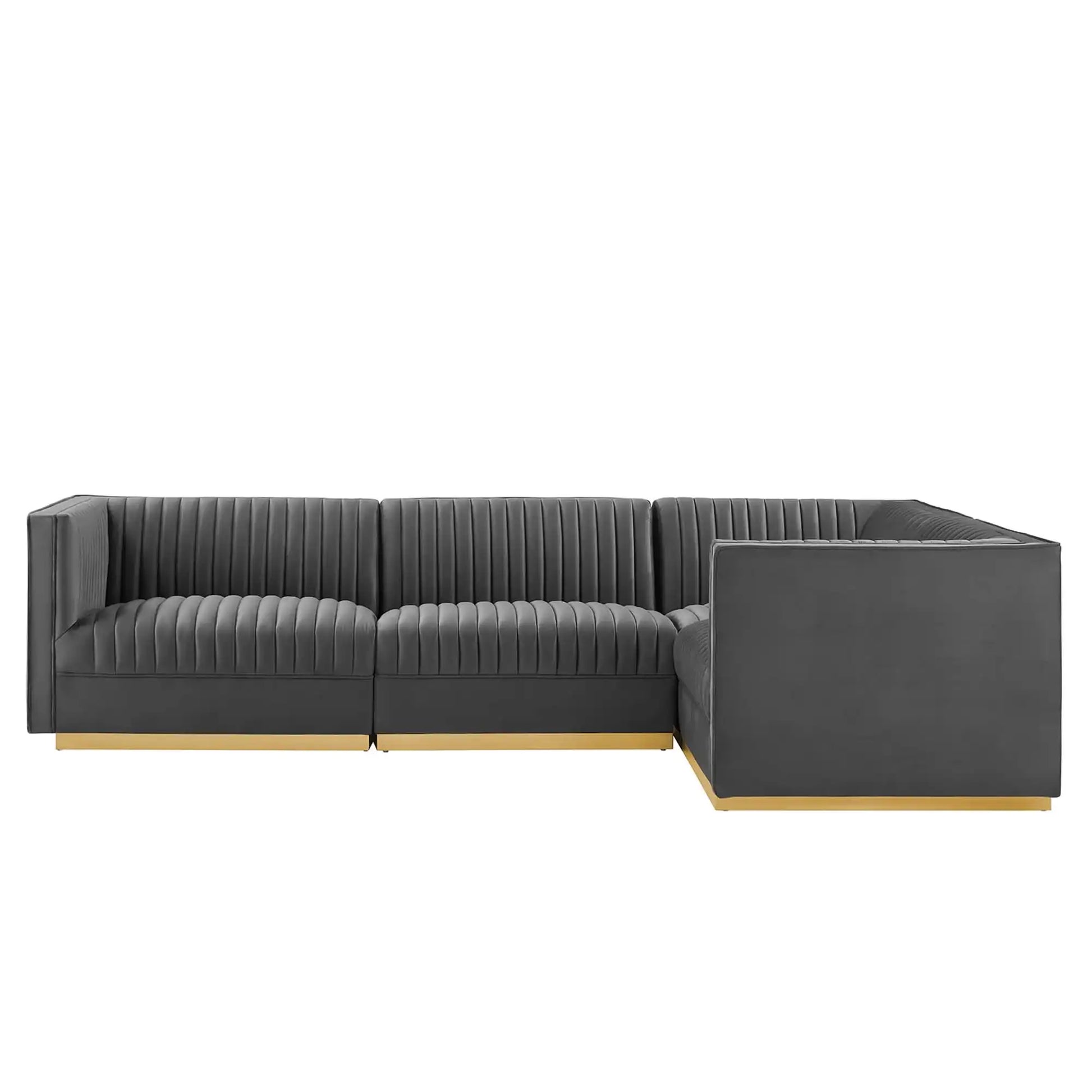 Sanguine 4-Piece Channel Tufted Performance Velvet Right-Facing Modular Sectional Sofa by Modway - Best Buy Furniture