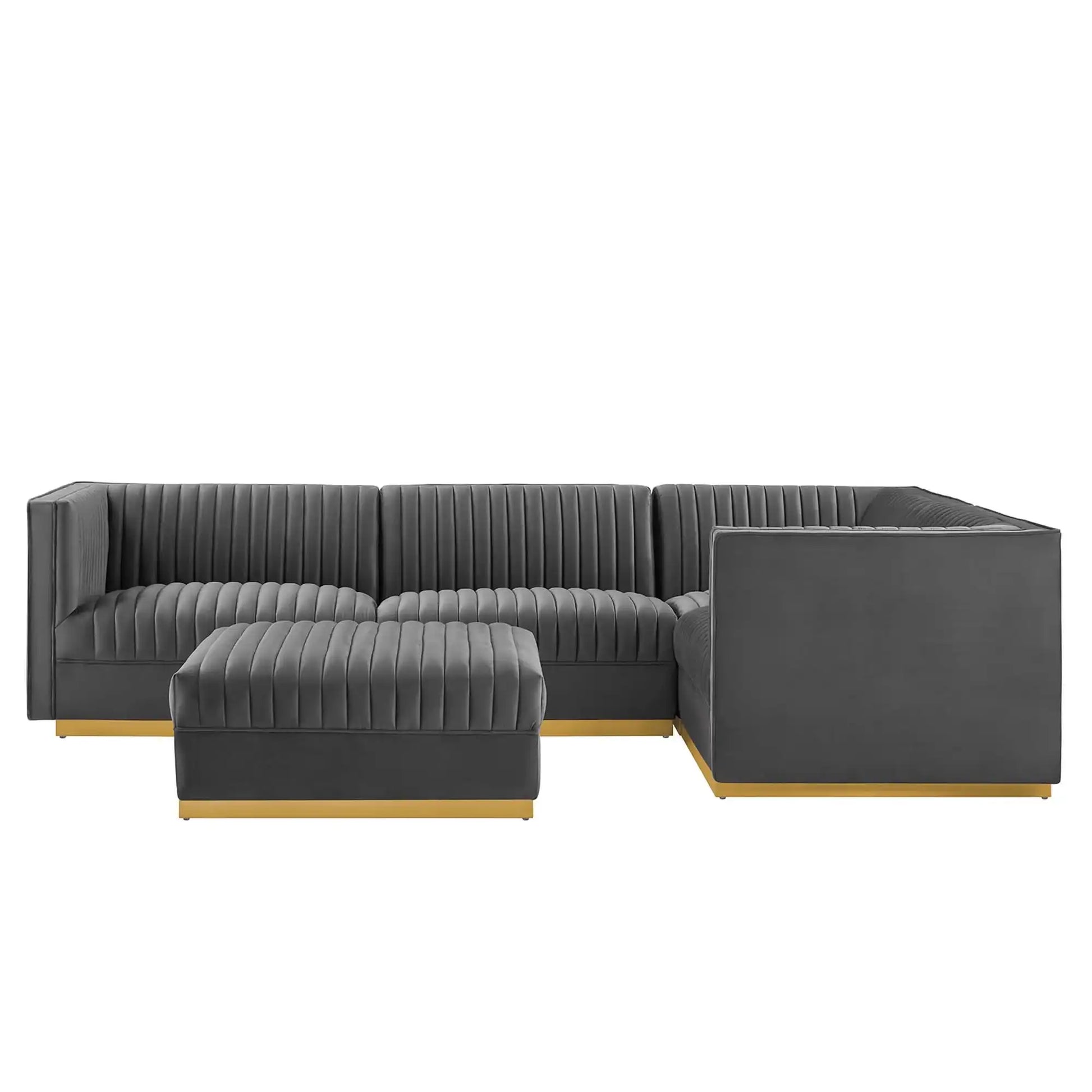 Sanguine 5-Piece Channel Tufted Performance Velvet Right-Facing Modular Sectional Sofa by Modway - Best Buy Furniture