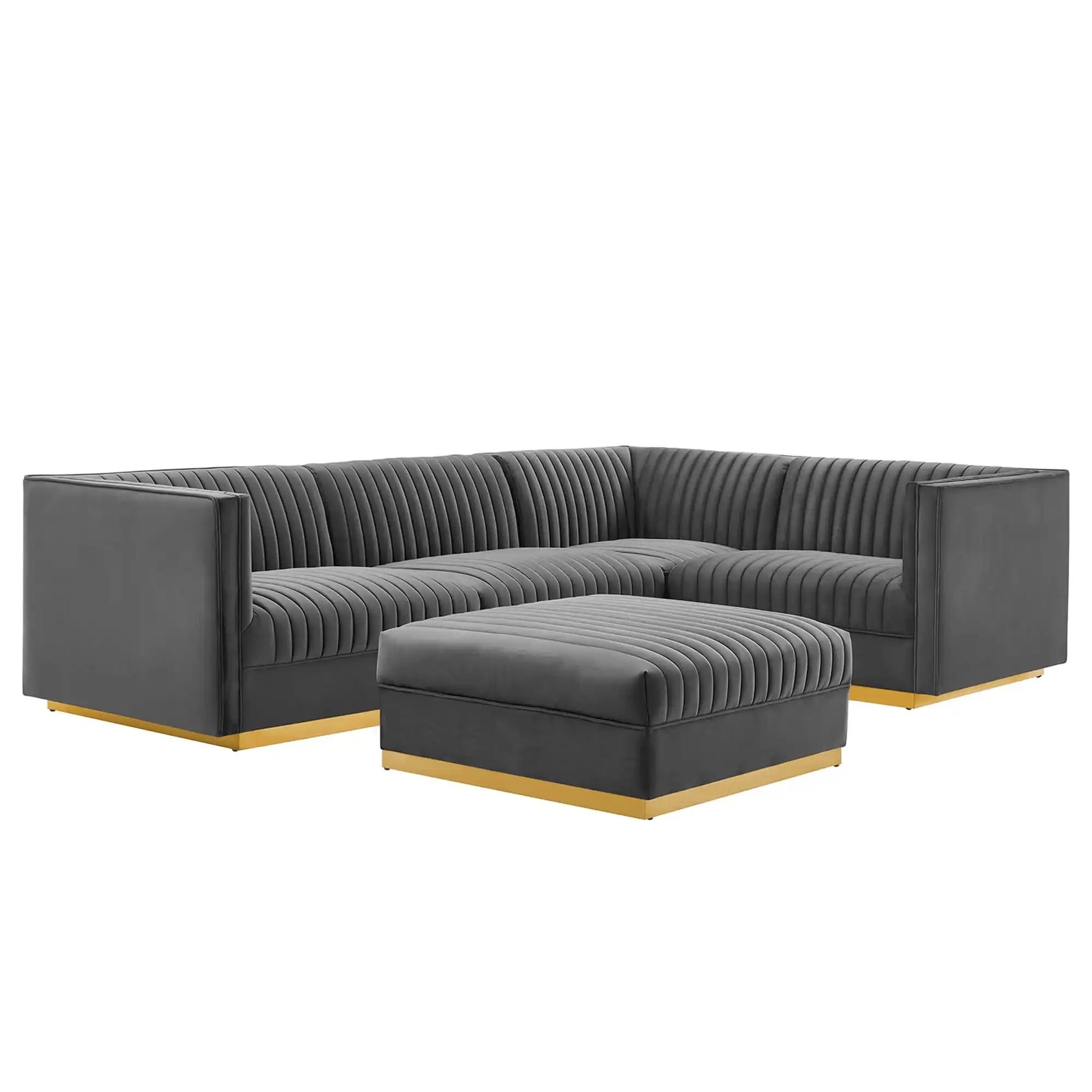 Sanguine 5-Piece Channel Tufted Performance Velvet Right-Facing Modular Sectional Sofa by Modway - Best Buy Furniture