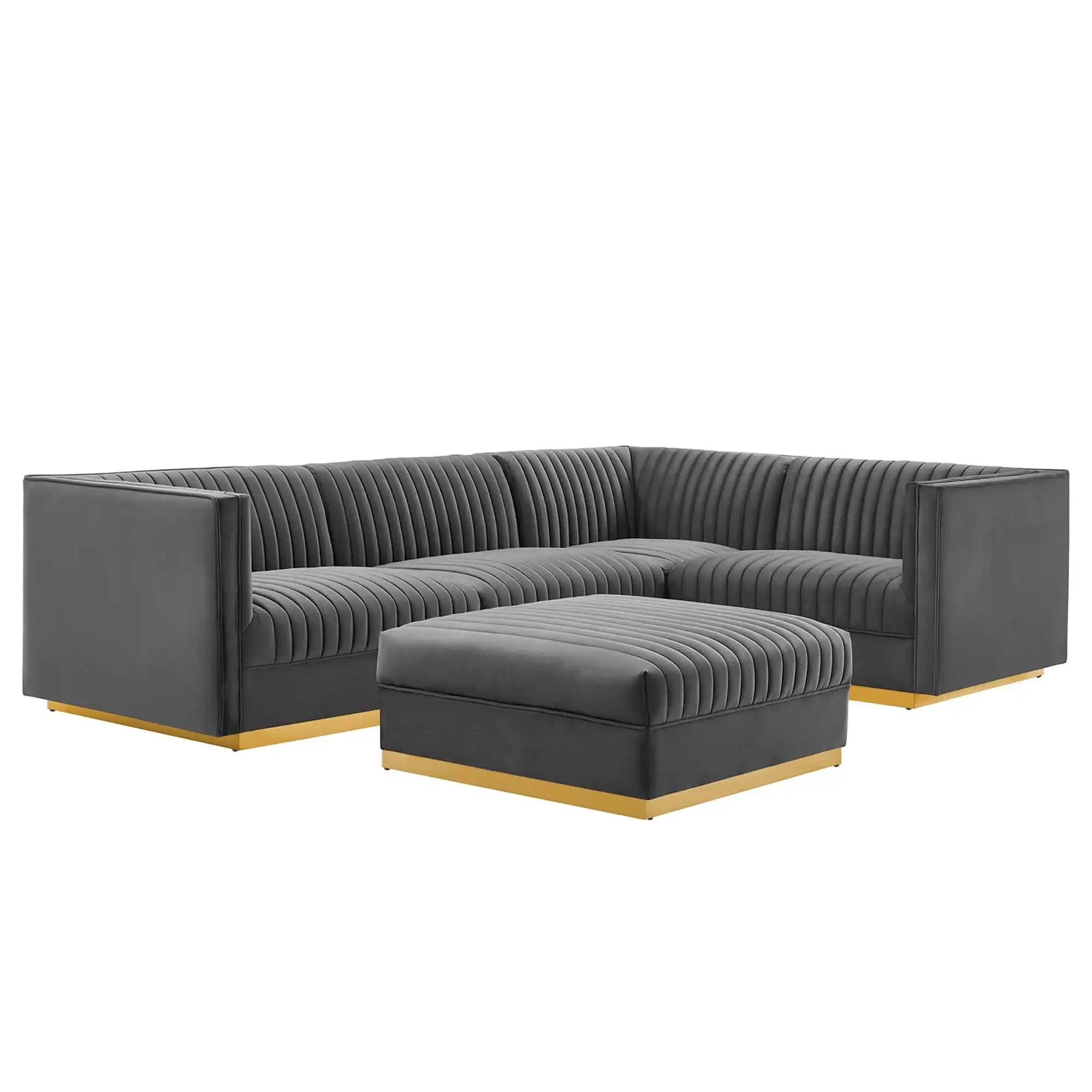 Sanguine 5-Piece Channel Tufted Performance Velvet Right-Facing Modular Sectional Sofa by Modway - Best Buy Furniture