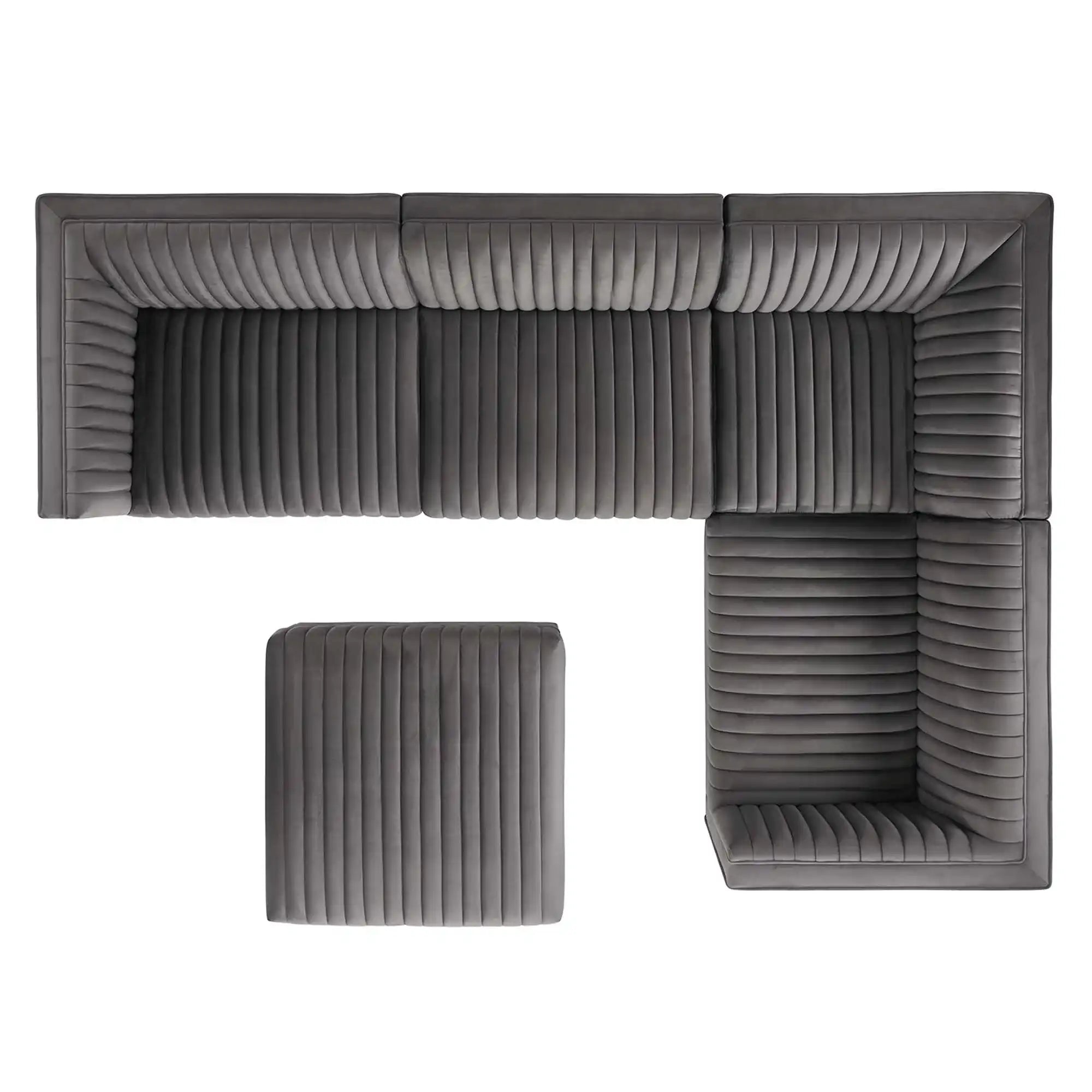 Sanguine 5-Piece Channel Tufted Performance Velvet Right-Facing Modular Sectional Sofa by Modway - Best Buy Furniture